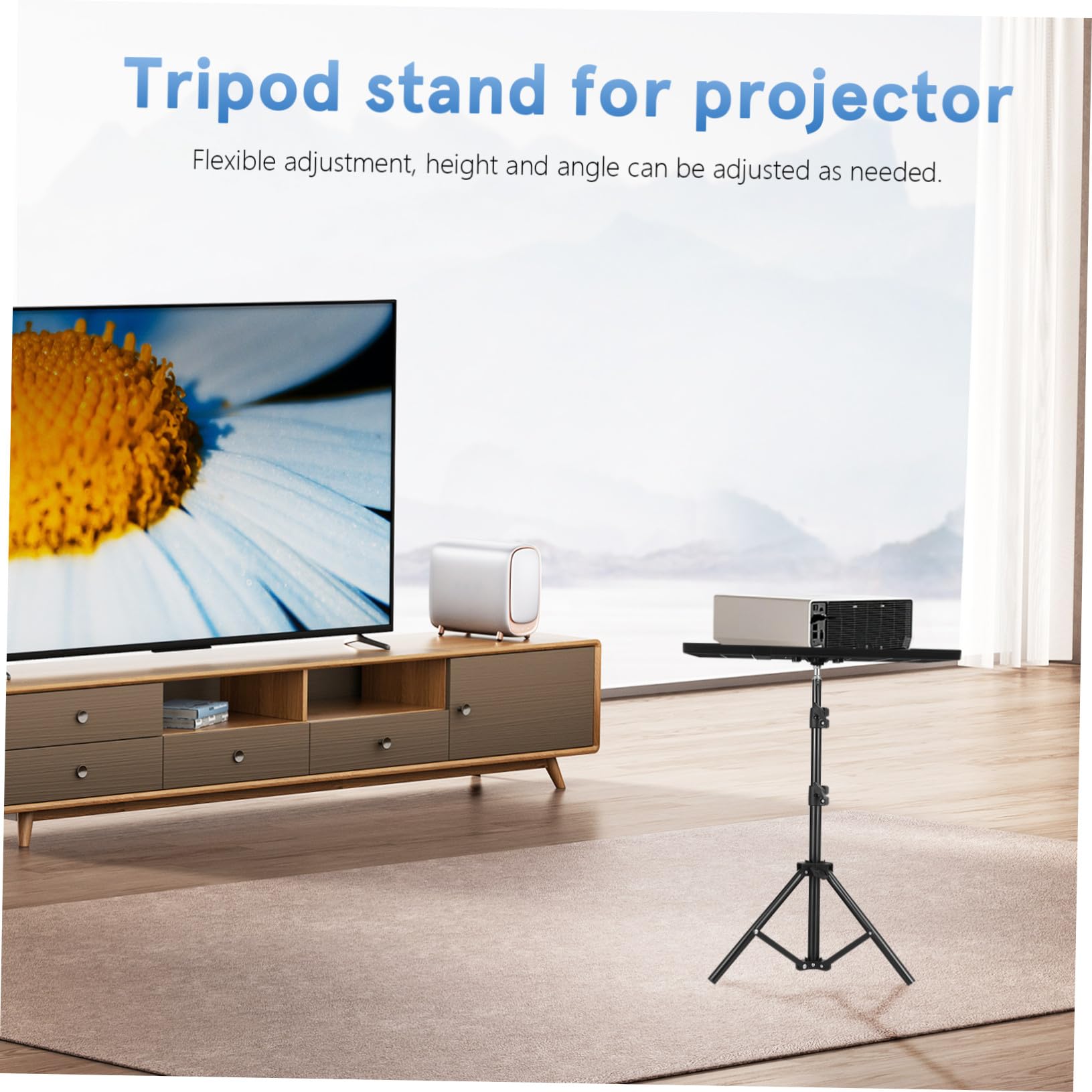 Regulowany Metalowy Stojak Projektor z Tacą Wielofunkcyjny Statyw Do Kina Domowego Sal Konferencyjnych i Szkolnych Lekki i Wytrzymały Tripod z Możliwością Zmiany