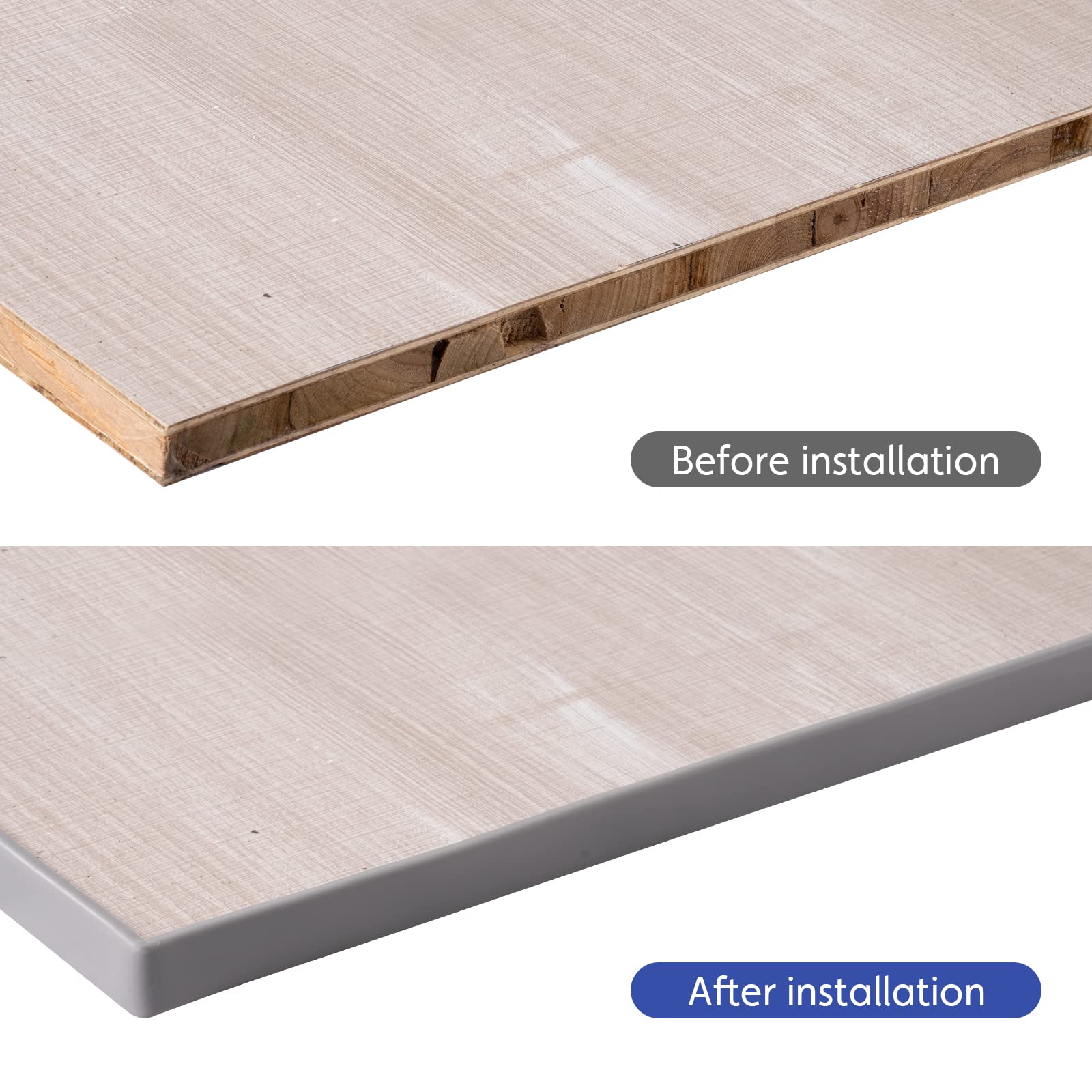 5m Cintas Flexibles para Bordes de Muebles en Forma de U, TPE Blanco Autoadhesivo para Bordes de Chapa de Madera para la restauración de mesas, armarios y estantes (Gris, 20mm x 5m)