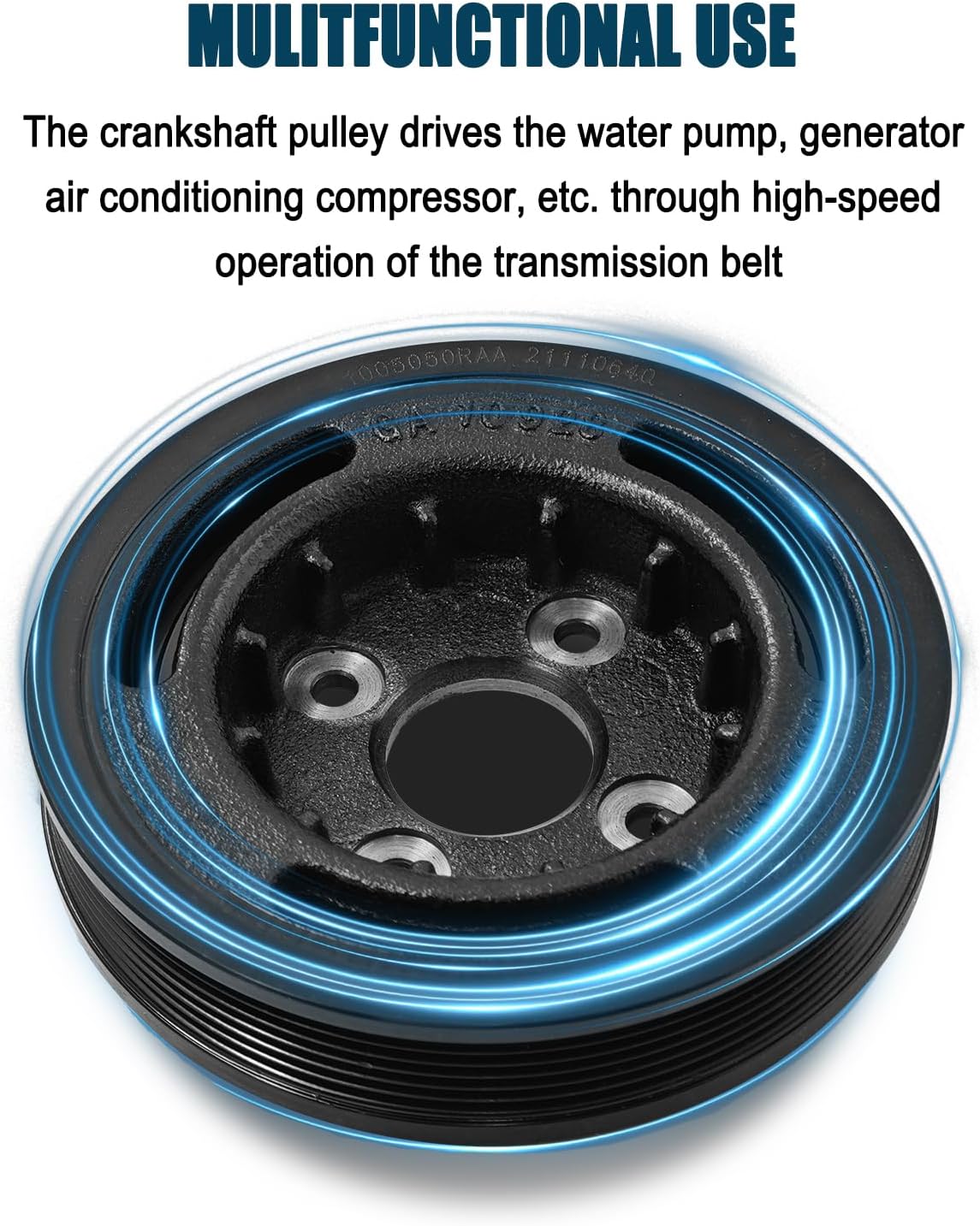 05072669AA Engine Harmonic Balancer Crankshaft Pulley Compatible with Jeep Liberty 2.8L L4 Diesel 2005-2006, Replace# 5072669AA