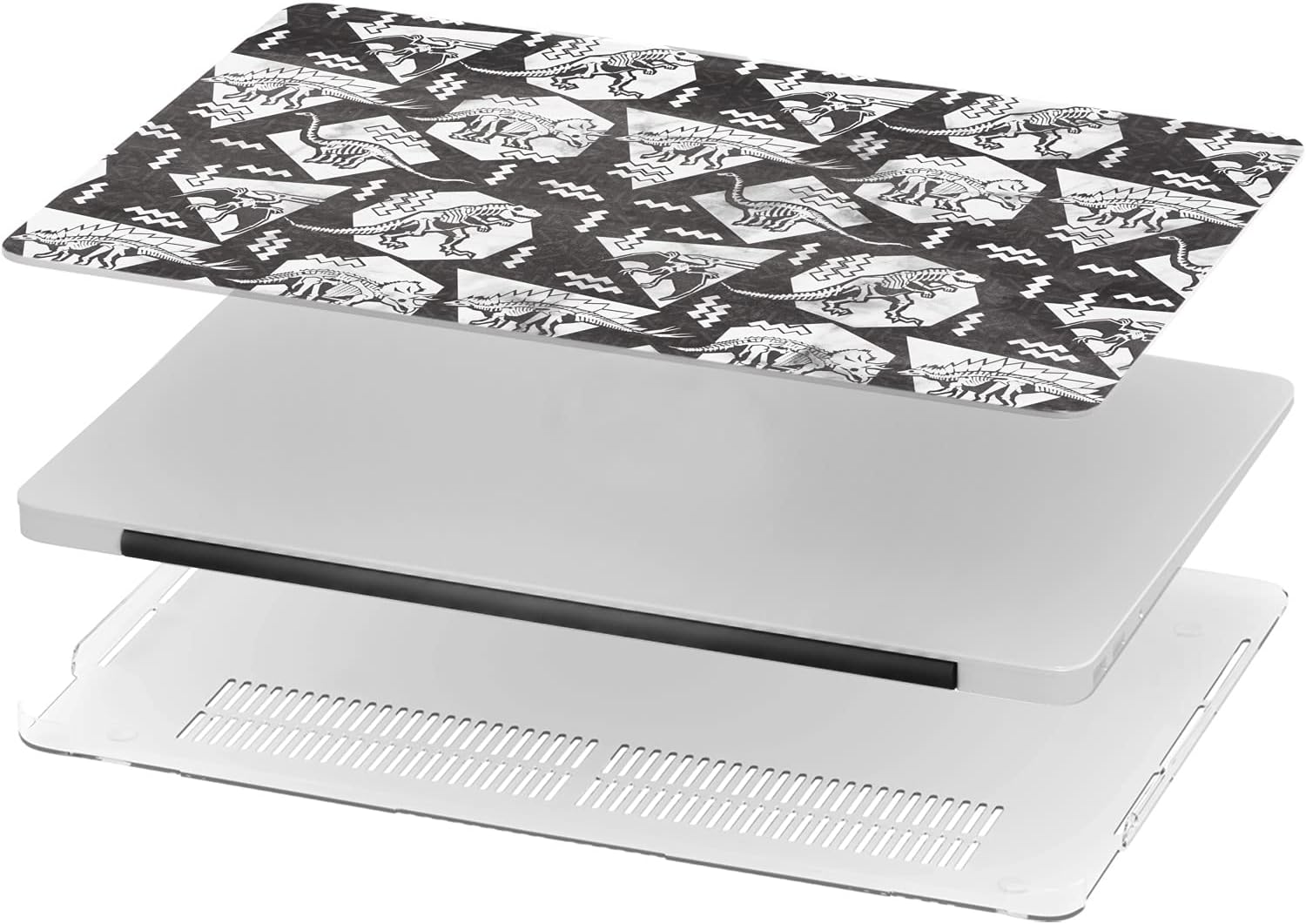 Mertak Hard Case Compatible with MacBook Pro 16 14 Air 15 13 inch M3 M2 M1 Mac 2024 2023 2022 2018 Skeleton Trex Protective Touch Bar Laptop Art 80s Retro Plastic Funky Girls Clear Print Dinosaurs