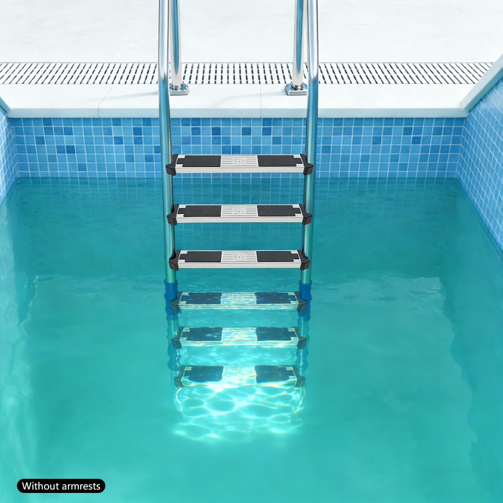 Ersatzstufen für Edelstahl Schwimmbadleiter, 6er-Pack Poolleiter Stufen mit rutschfestem Gummipolster & Schrauben, für Einbaupools, Aufstellpools & Spas, 150kg Kapazität, 49,3 * 8,5 * 2,2cm
