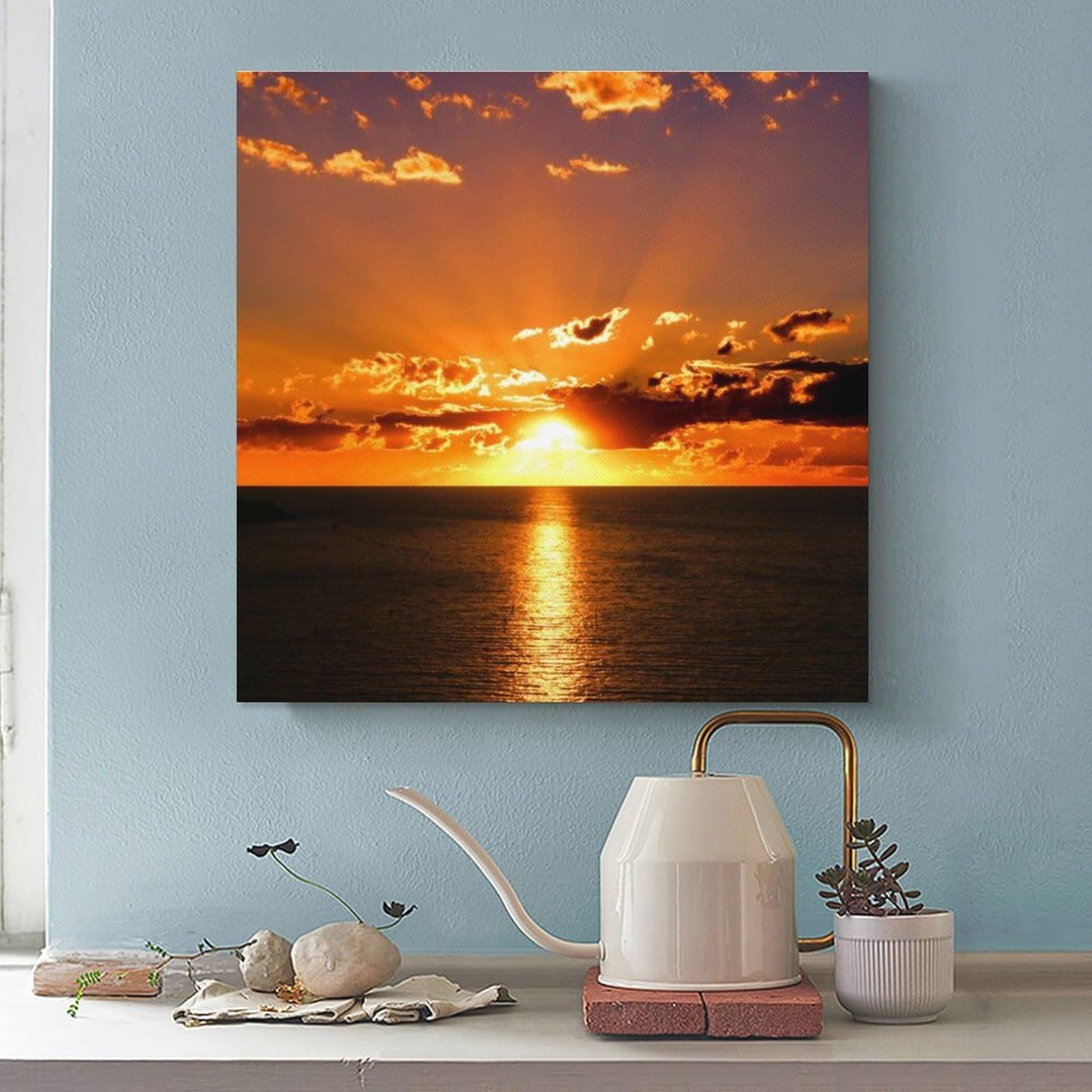 Amazon.co.jp: 絵画 海の夕日インテリア 絵画 ゴッドレイ
