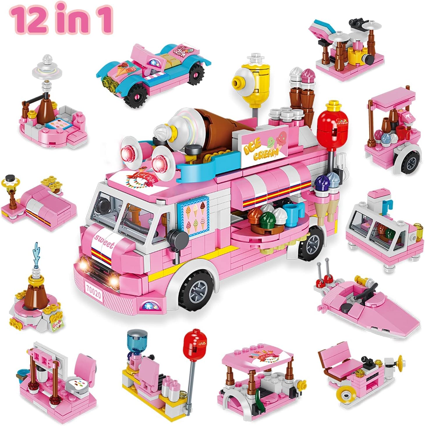 JOYIN 2023 Christmas Advent Calendars 24 Days Countdown Calendars with Girls Princess Castle and Ice Cream Truck Building Blocks for Girls Kids STEM Building Toys Party Favor, Xmas Gifts, Classroom