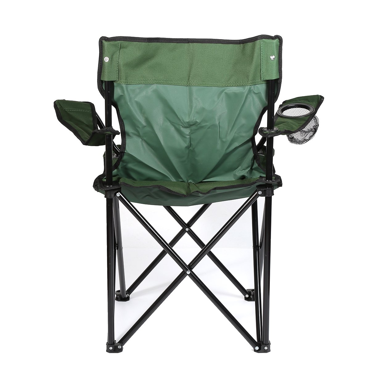 2 sedie pieghevoli da pesca con porta bevande, sedia da campeggio con braccioli, sedia da spiaggia, sedia pieghevole con borsa per il trasporto, fino a 130 kg (verde)