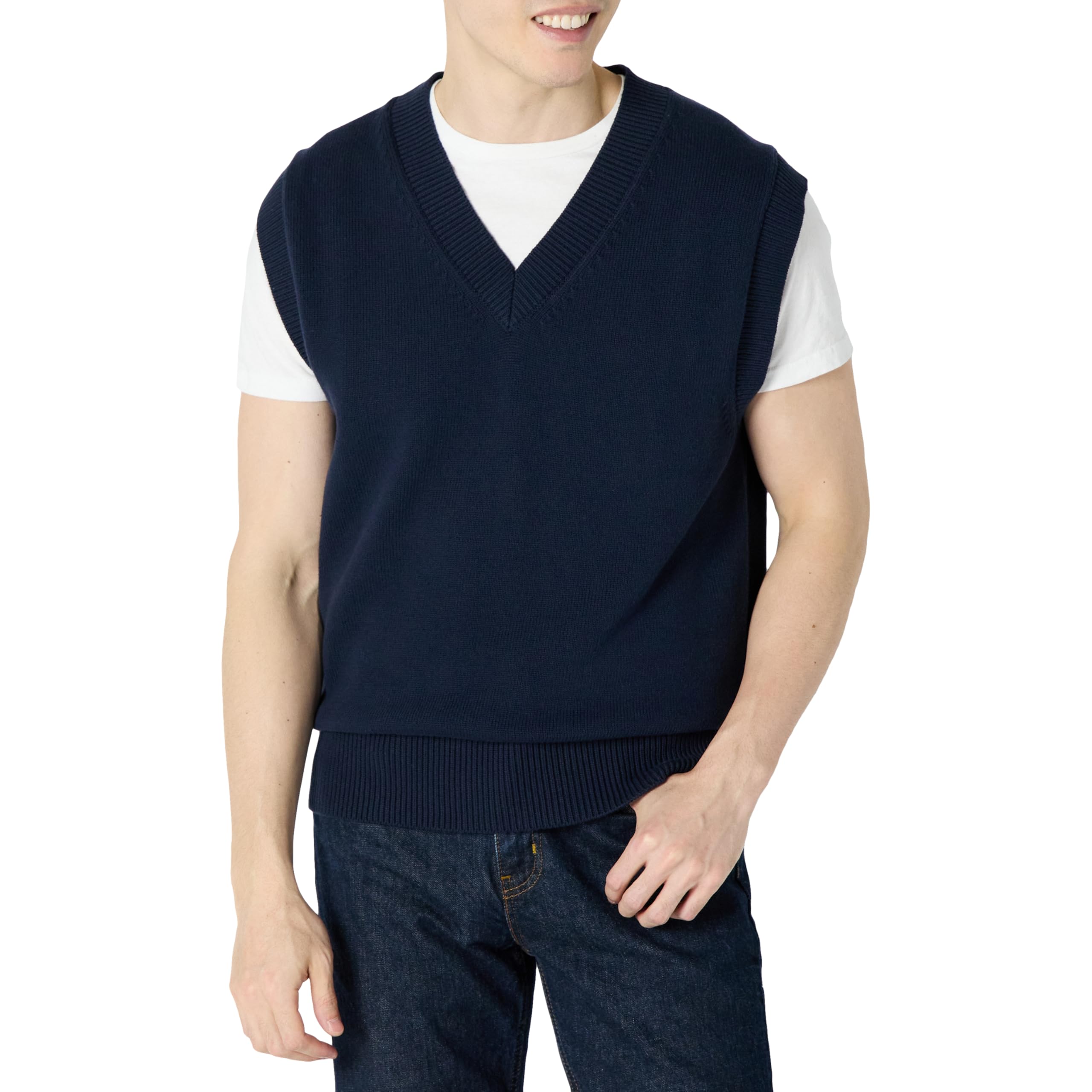 Amazon Essentials Homme Pull sans Manches à Col en V et Coupe Décontractée