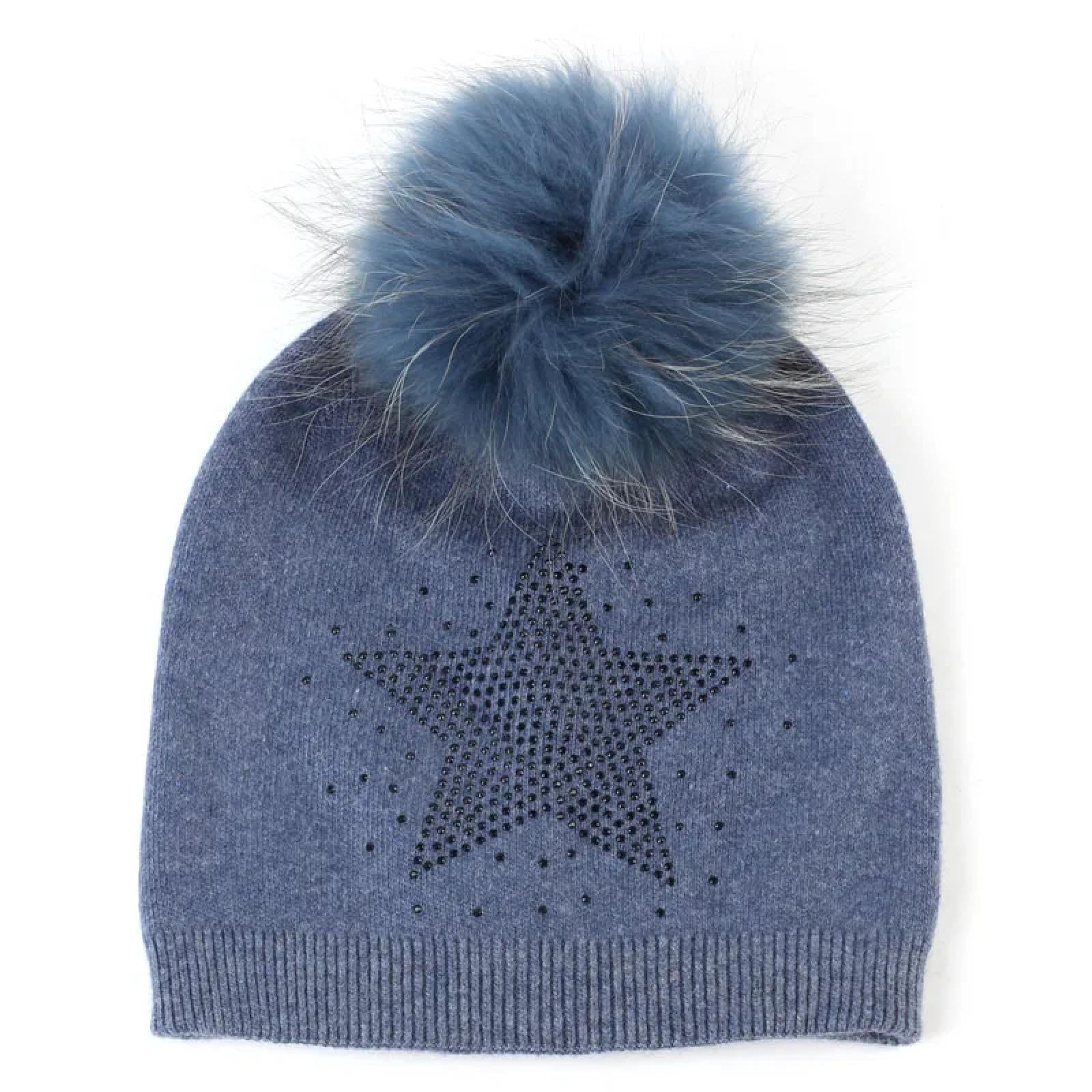 Gorros De Punto para Sombrero Tejido Beanie Gorro De Estrella Cálido De Punto para Damas con Sombreros Al Aire Libre De Invierno con Pompón