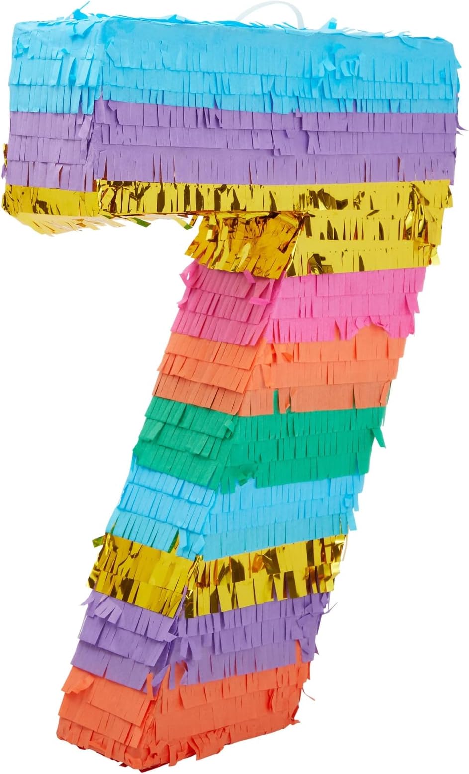BLUE PANDA Rainbow Pinata 7 for Birthday Party Decoration - 12 x 16.75 x 3 In, Multicolored - Party Pinata for Girls & Boys Age 7