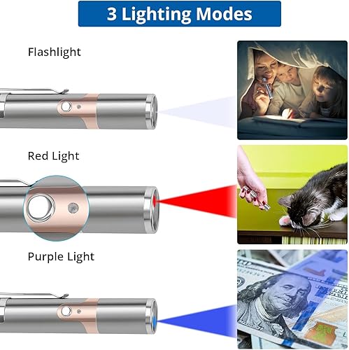 Miniatura 4 de Juguetes para gatos, 2 piezas de luz recargable por USB, juguete interactivo para gatos de interior, linterna de gato de luz roja, luz de varita de