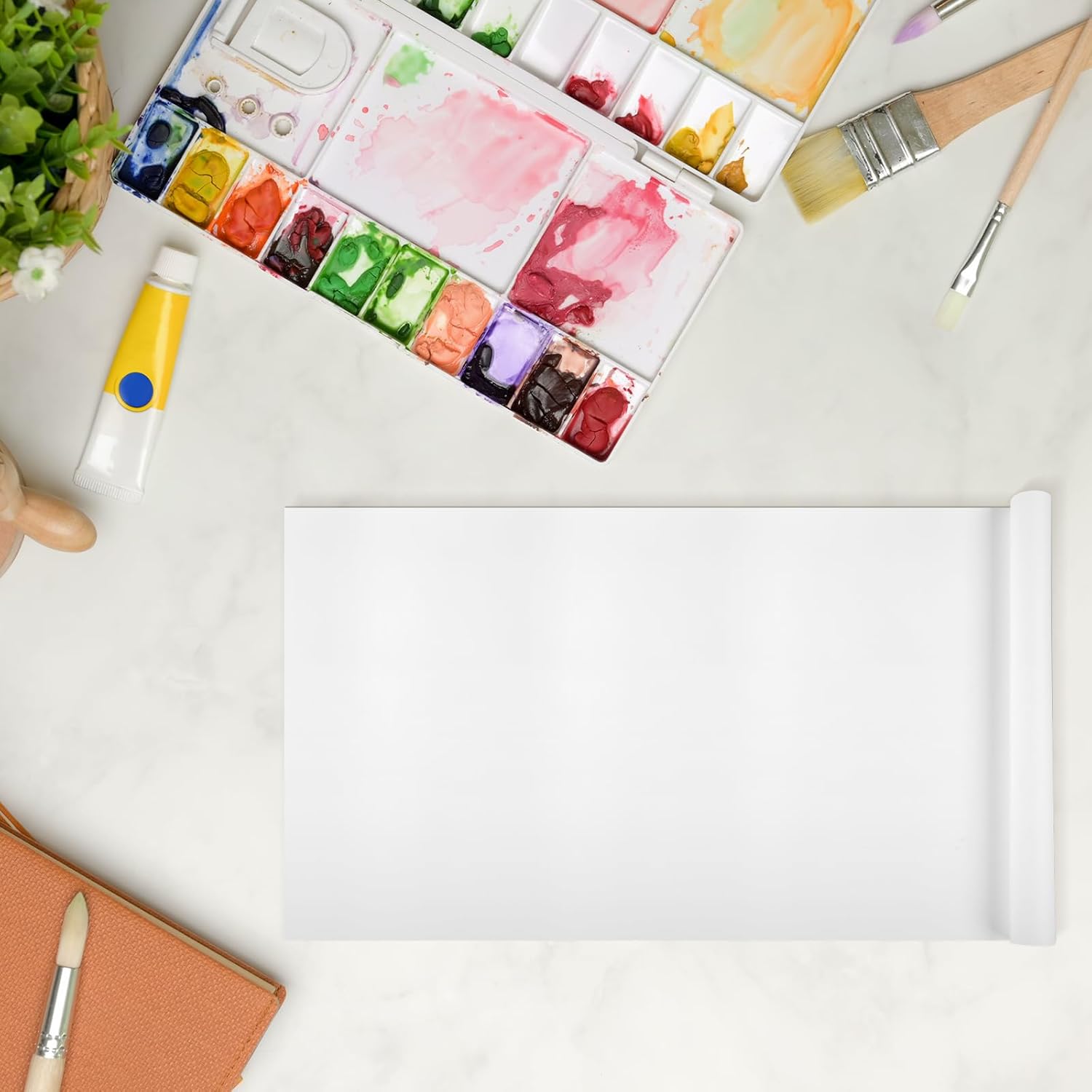 Feifeiya Watercolor Paper Roll 35" x 360", 140 Lb/300 GSM Art Cold Press Cotton Paper Texture White Blank Painting Roll for Watercolor Gouache Ink Acrylic and More