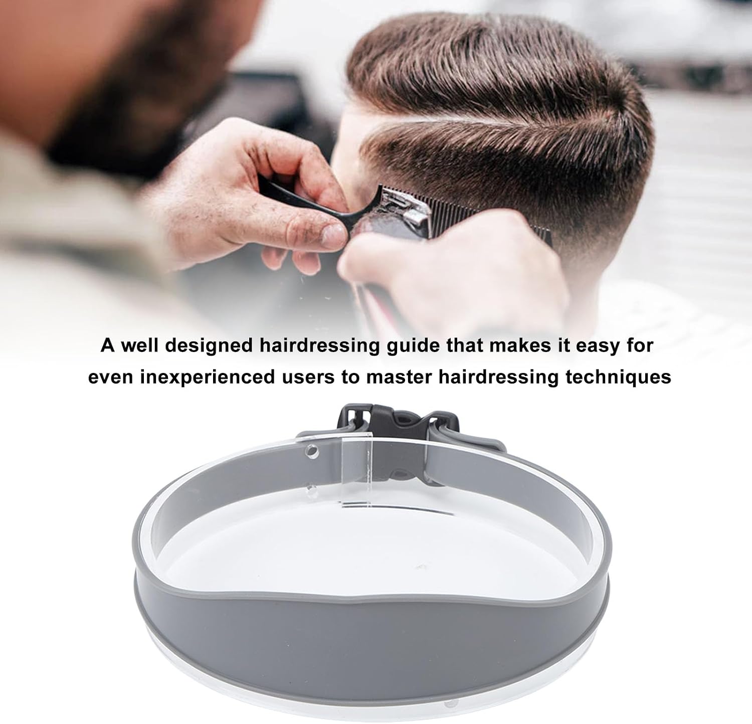 DIY Hair Trimming Template Haircut Band Breathable Curved Degion Silicone Home Hair Trimming Guide for Boys Men (Grey)