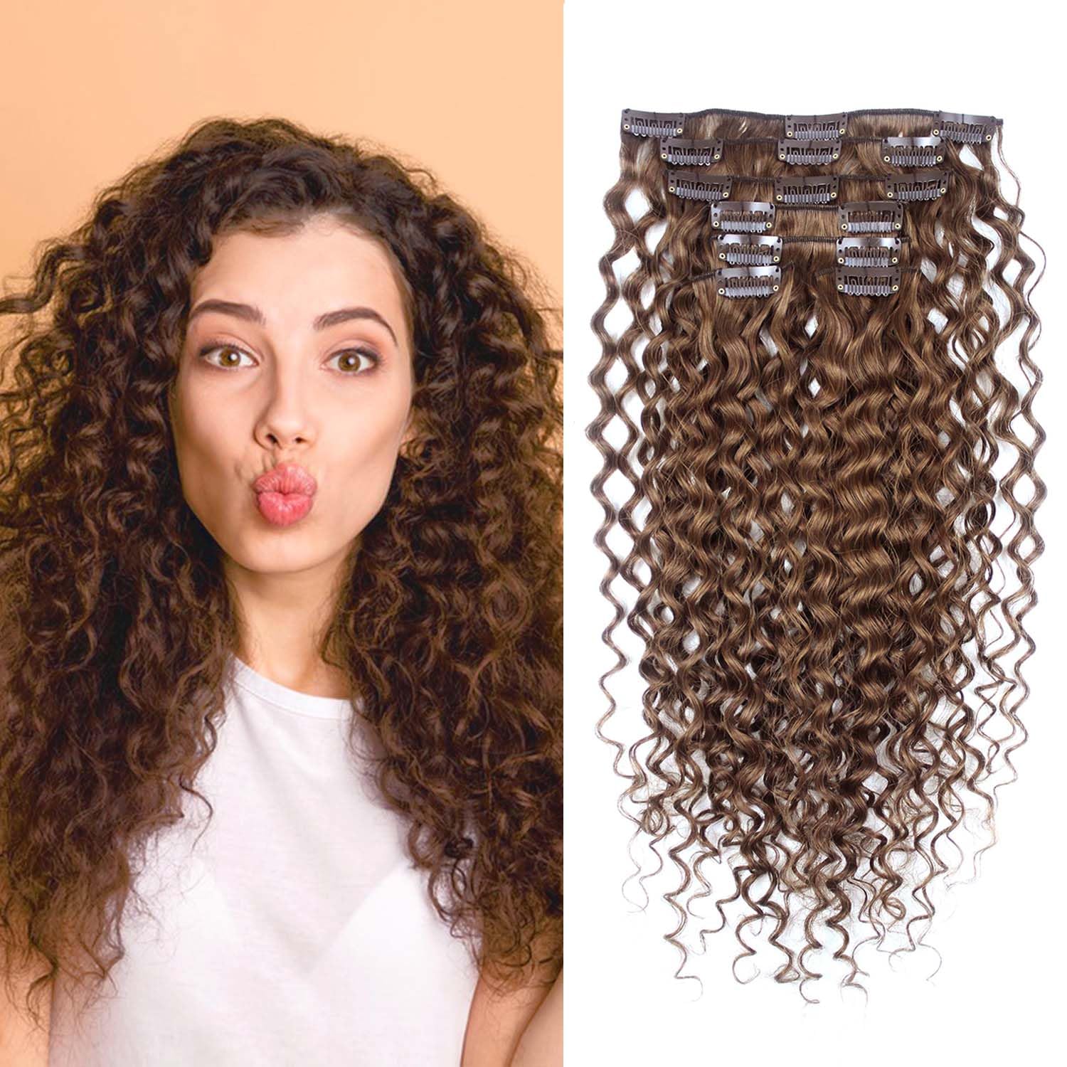 18 Inch Deep Curly Clip in Hair Extensions 7pcs, Zimbabwe Ubuy