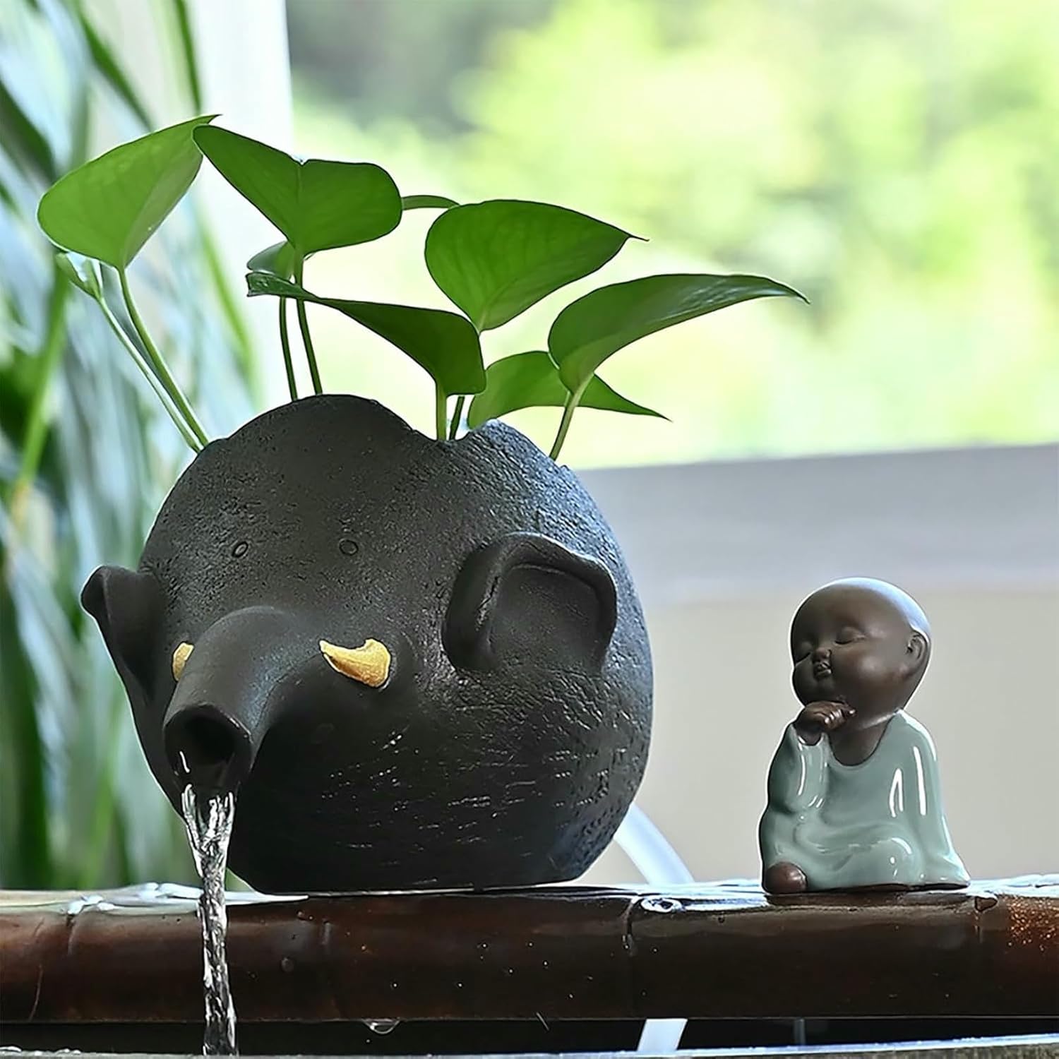 Animal Pond Fountains Spitter, Garden Outdoor Water Feature Planter, Fish Pond Water Circulation Outlet Landscaping, for Yard Garden Decor