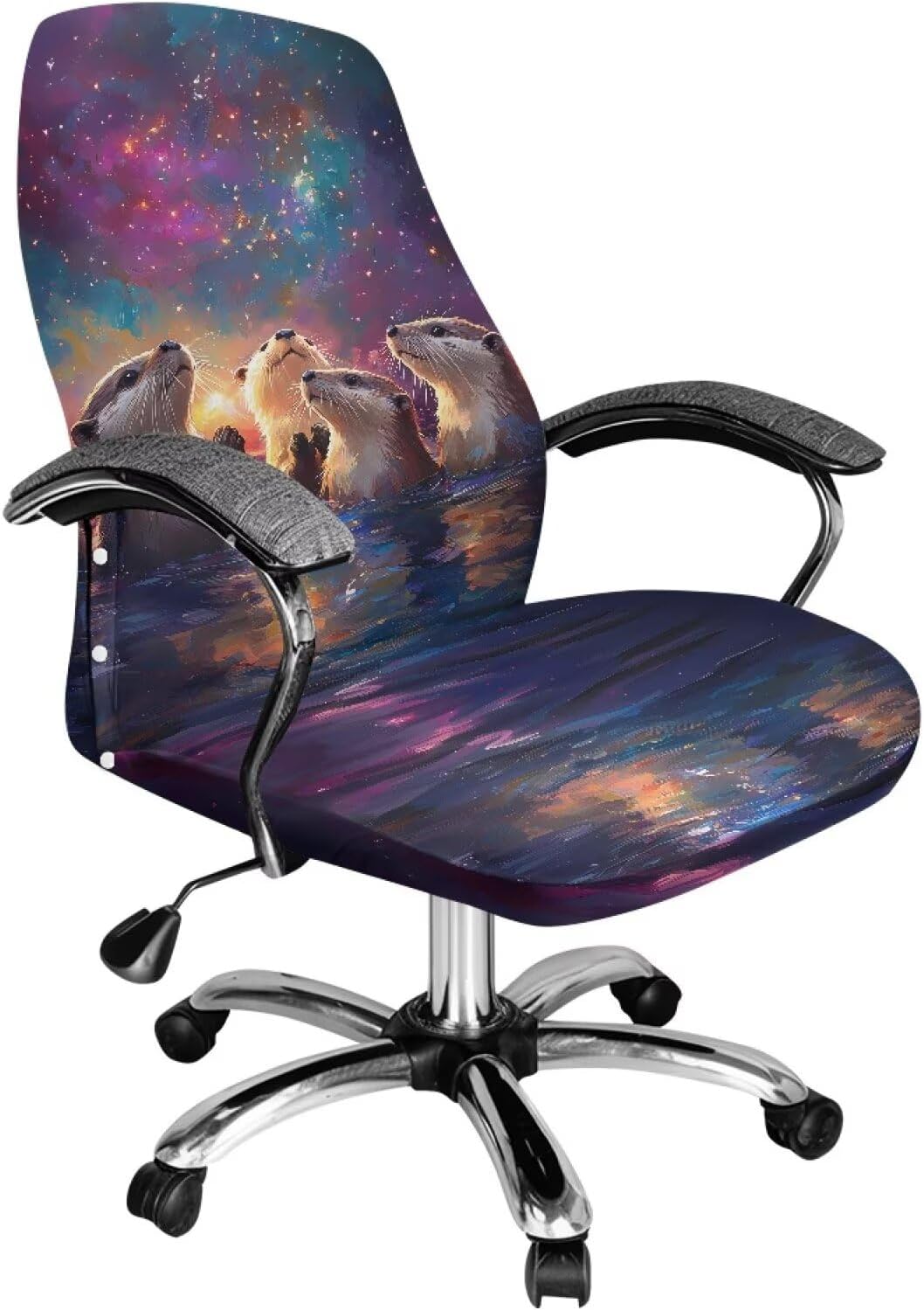 Office Chair Cover, Otters Soft Lightweight Office Chair Slipcover Breathable Protective Office Chair Cover Stretch Decorative Rotating Chair Slipcover Soft Desk Chair Cover