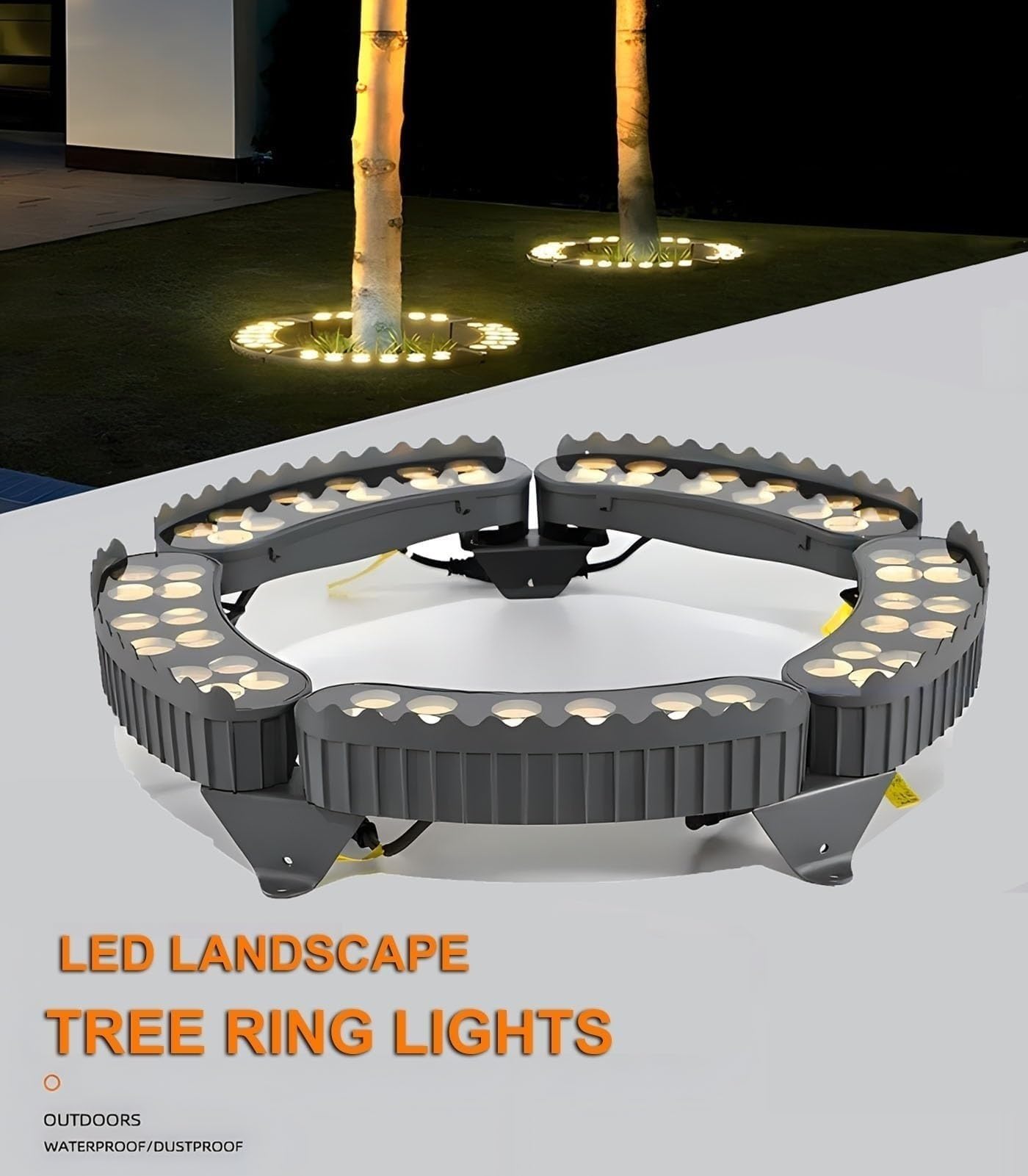 THEGA LED-Ring-Baum-Umarmungslampe, 12 W Umlaufende LED-Baumstrahler, Wasserdichter IP65-Außenbaumstrahler Aus Aluminiumdruckguss, AC24V-Gartenhof-Landschaftslampe(Warm White,9PCS(24V))