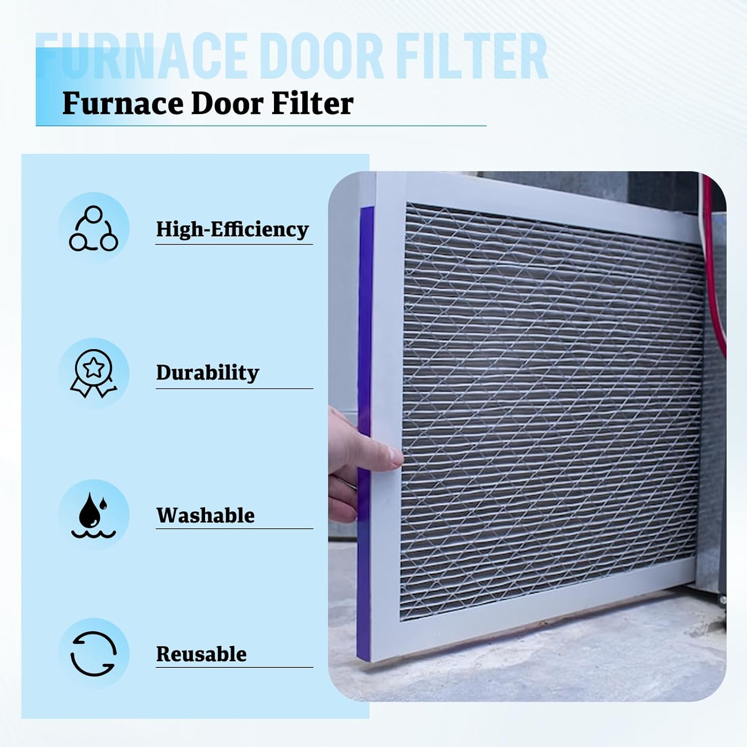 2 Pack Furnace Door Filter for Mobile Home, Washable Foam Air Filtration Compatible with Miller, Nordyne, Intertherm, Broan & Maytag furnaces 16" x 26" x 1/4"