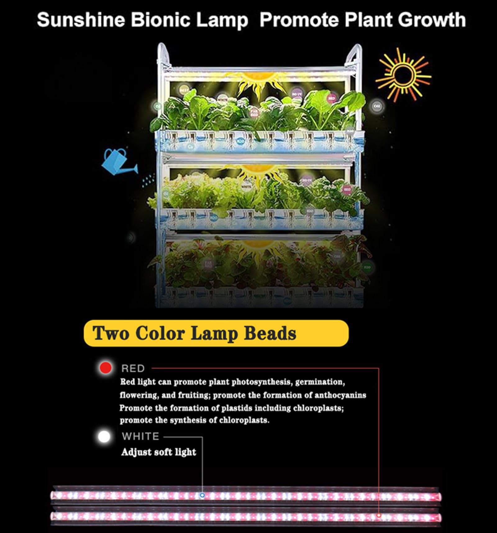 Kit de sistema de cultivo hidropónico con luz LED de crecimiento, configuración de germinación de plantas de jardín interior para el hogar, riego automático, crecimiento hidropónico de verduras y