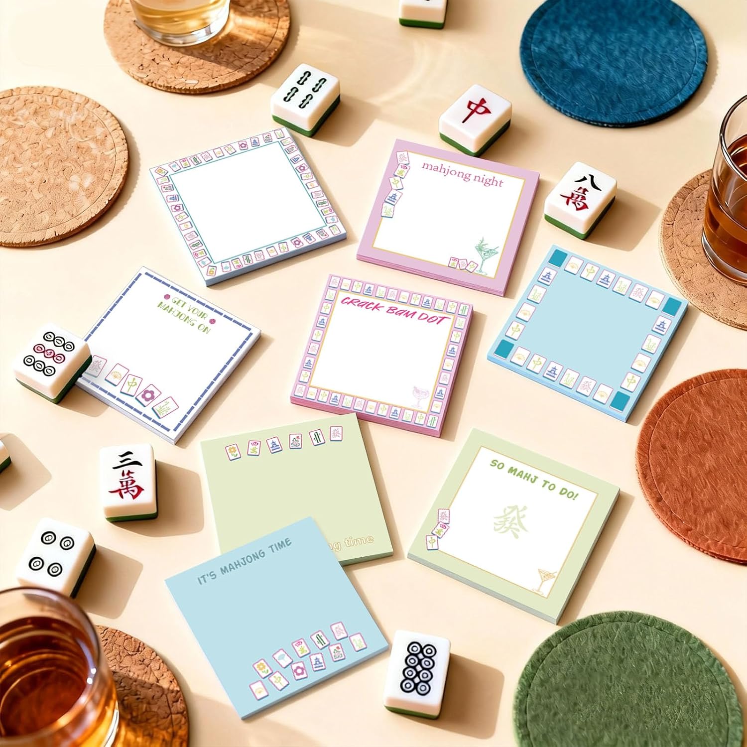 24 Pcs Mahjong Sticky Notes Mah Jong Self-Stick Note Pads Memo Pads Mahjong Gifts for Women Office School Mahjong Party Decorations Supplies (600 Sheets) image 4