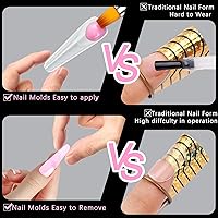 Vista 4 de 120 piezas de formas de uñas dobles, 12 tamaños, extensión media mate, poligel, cubierta completa, moldes de uñas con constructor de escalas, uñas