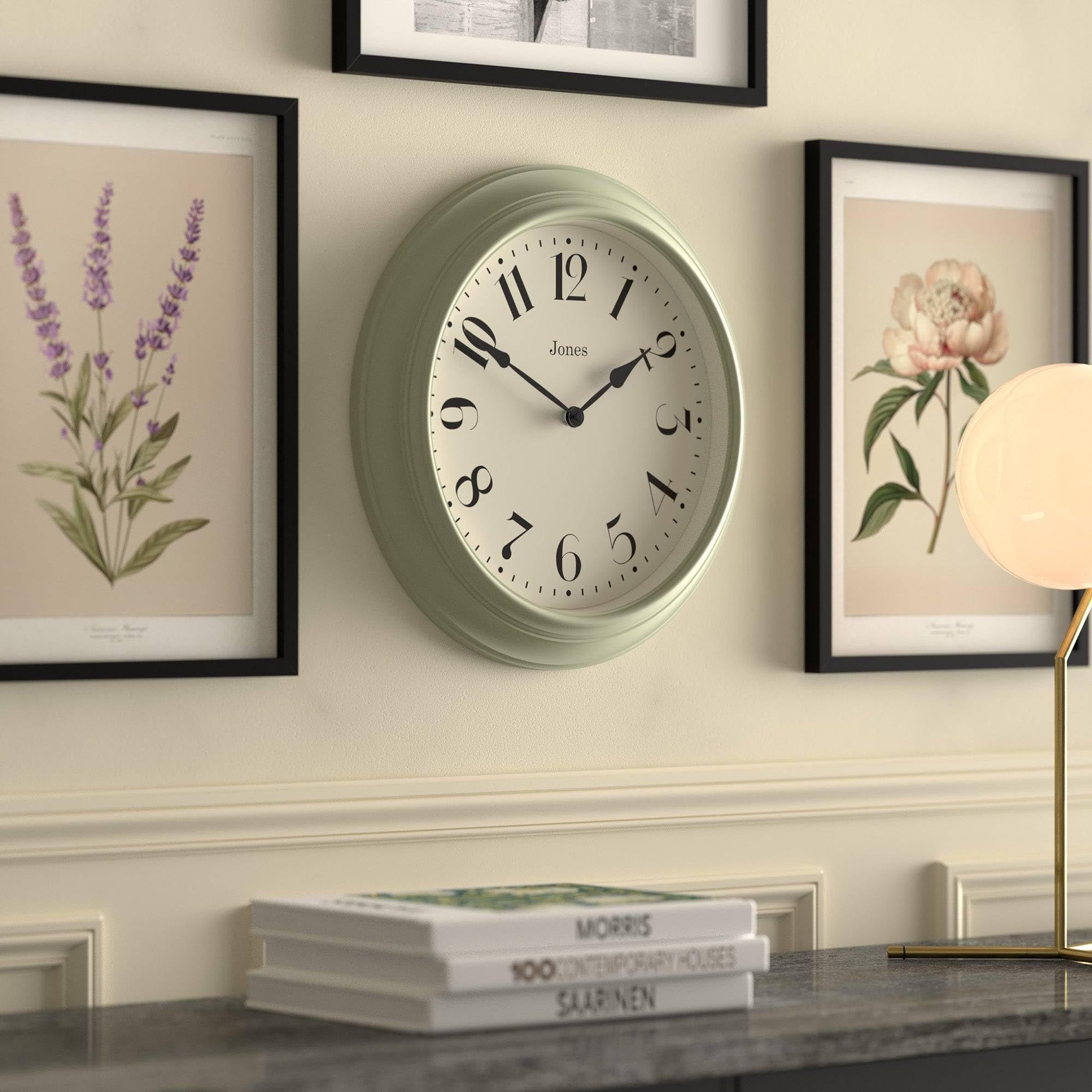 JONES CLOCKS® Fenchurch Wanduhr | Große Klassische runduhr | 40cm | Grün | Elegantes dekoratives Design, ideal für küche, Wohnzimmer oder Schlafzimmer