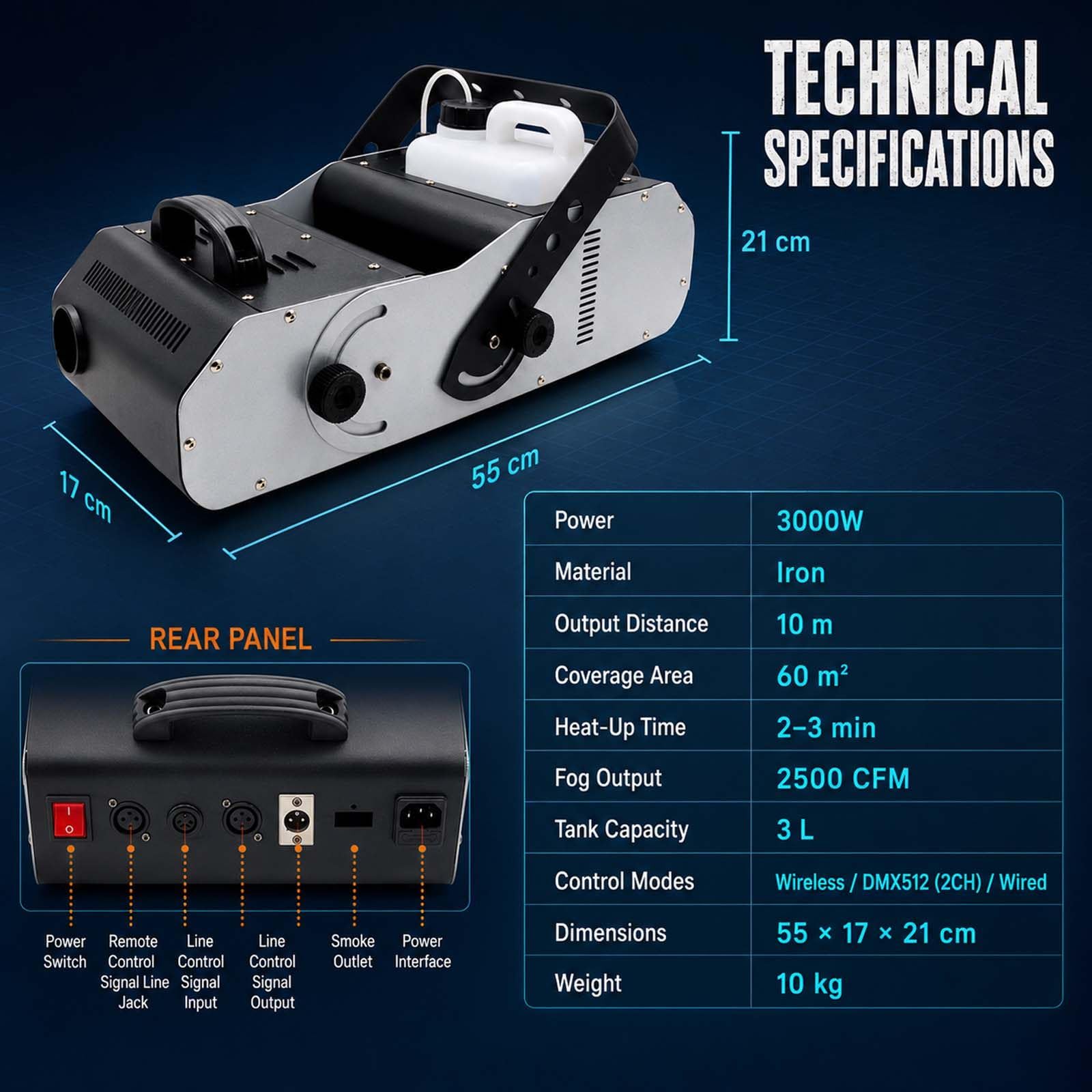 MáQuina de Humo EscéNico de 3000 W con Control Dmx512 para Dj (2500 Cfm)
