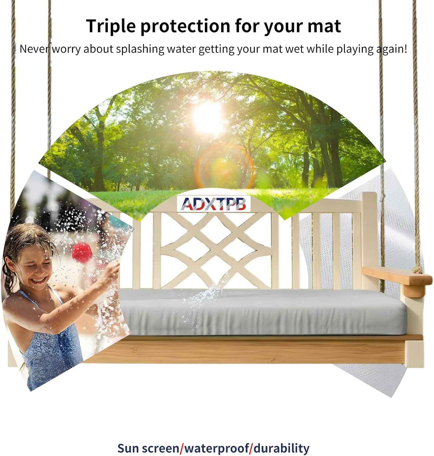 Twin Size Outdoor Daybed Cushion Cover,Porch Swing Cushions Covers with Elastic Cord, Fitted Sheet Slipcover Waterproof for 4-12''Thick Mattress,Olefin Cover ONLY (Light Grey)