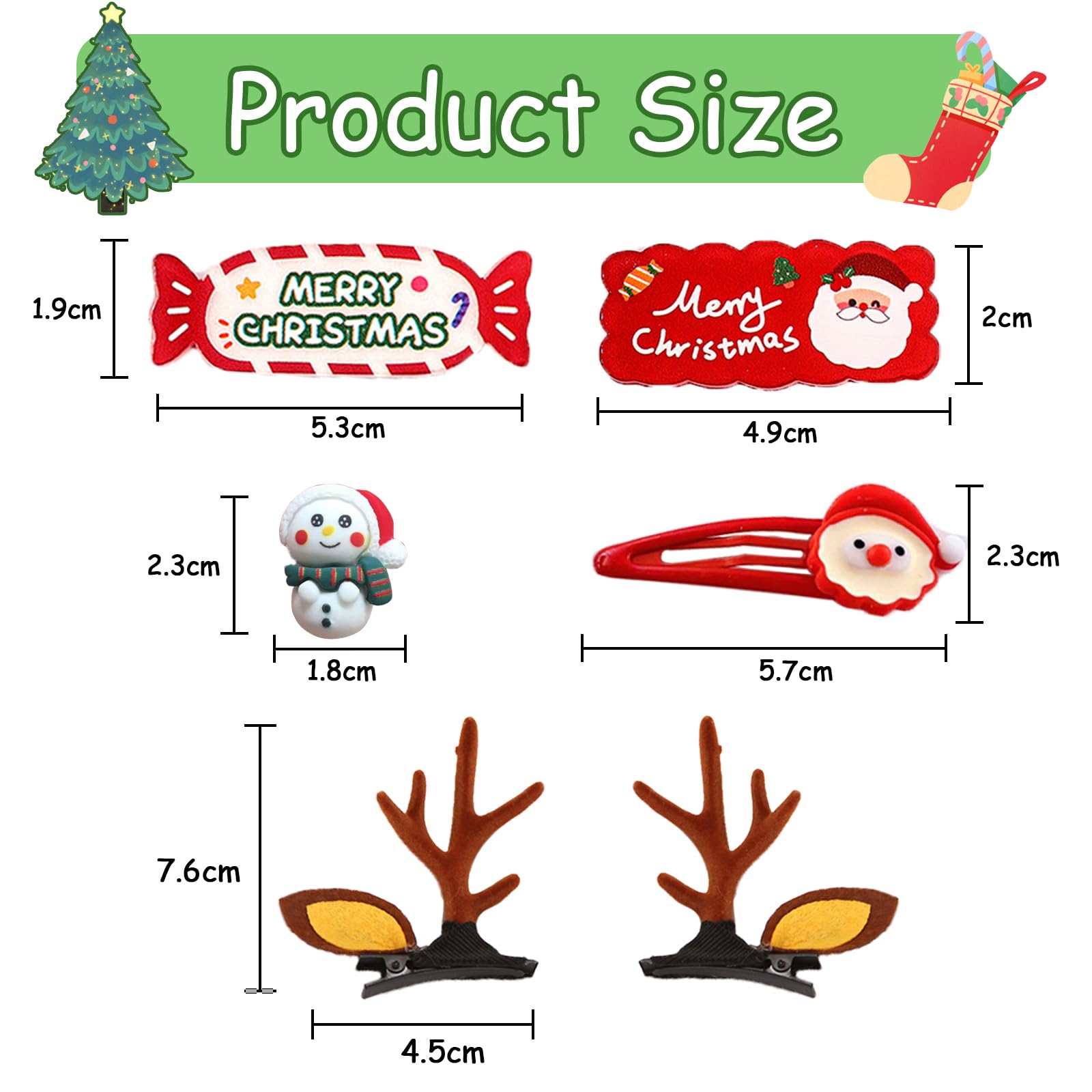 12-teiliges Weihnachts-Haarschmuck Set - Haarspangen, Gummis & Rentier-Geweih Für Mädchen & Damen