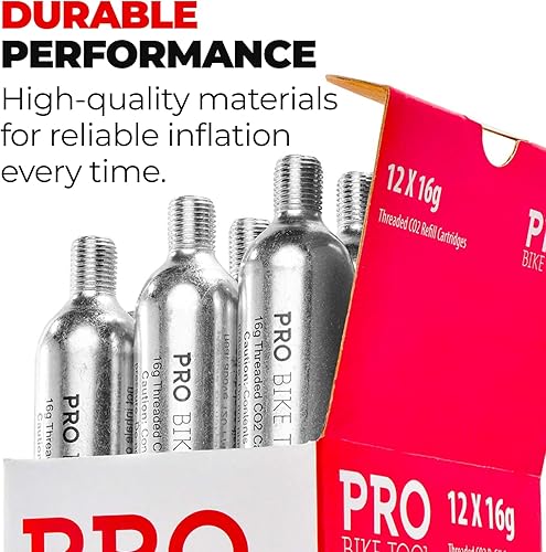 Vista 12 de PRO BIKE TOOL CO2 Cartridges - Threaded CO2 Canisters for Bike Tires - Quick Inflation for Road, MTB, Cyclocross, Gravel, Hybrid Bikes - Portable