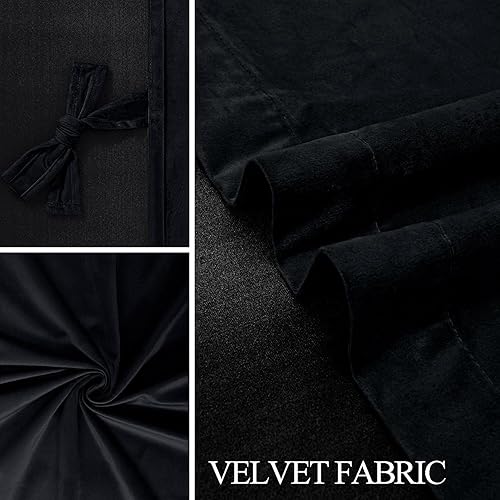 Miniatura 5 de JIUZHEN Cortinas opacas de terciopelo negro de 42 x 84 pulgadas, cortinas aisladas de lujo retro, absorben el ruido y protegen la privacidad, para