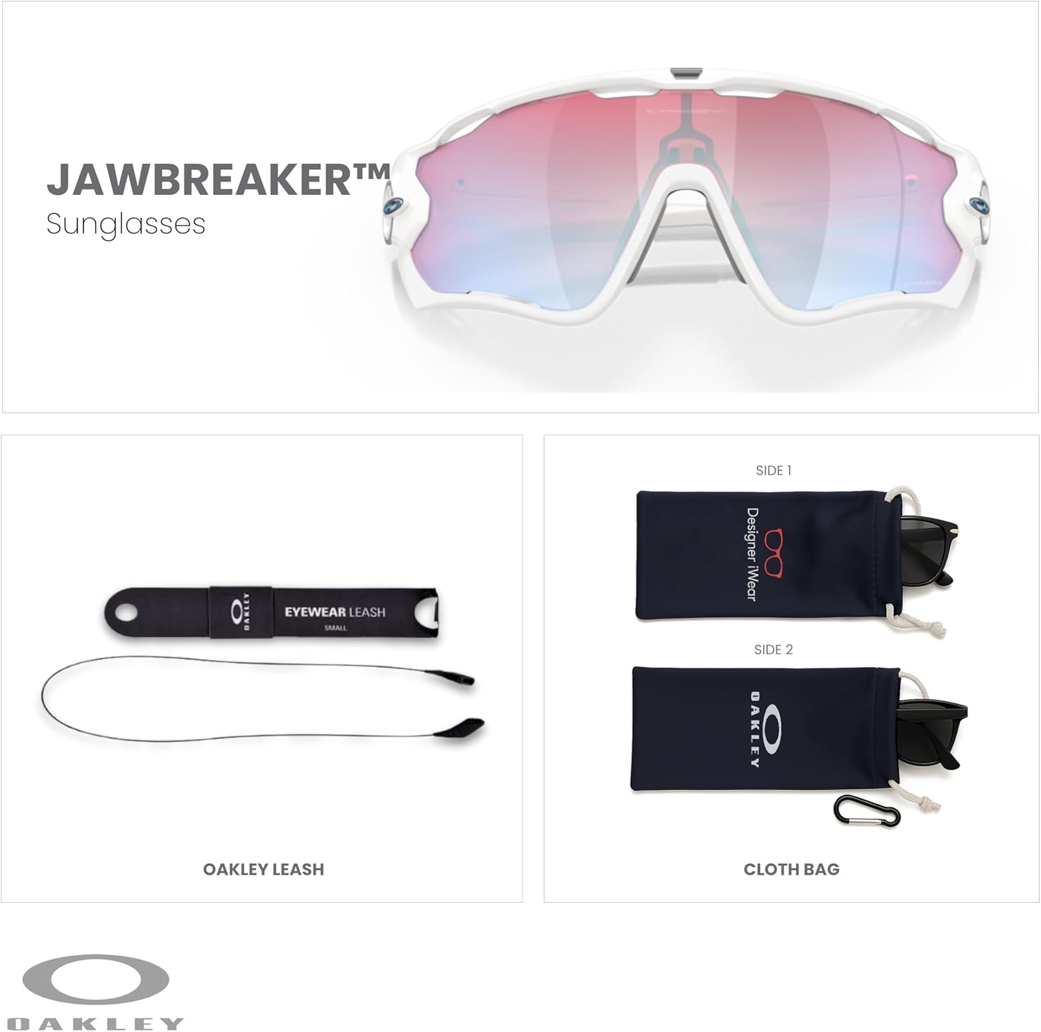 OAKLEY Jawbreaker OO9290 31MM Rectangular Sunglasses for Men + BUNDLE Leash + BUNDLE Designer iWear Eyewear Kit - Image 2