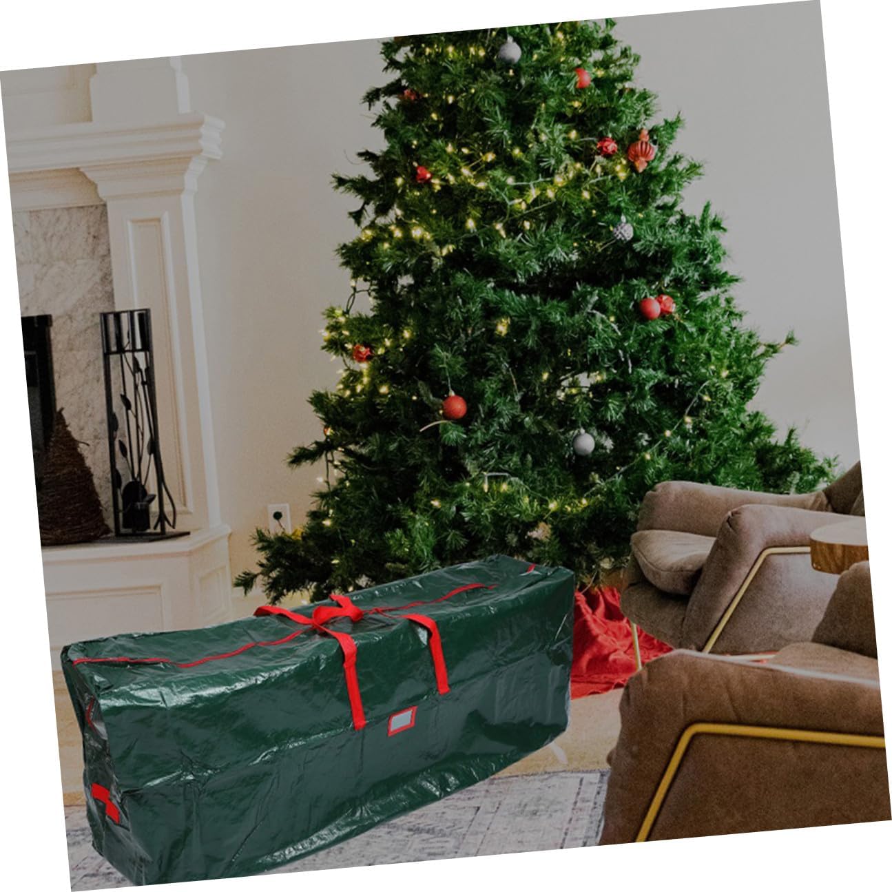 Large Xmas Tree Storage Bag with Handles 135x34x68cm Waterproof Green Christmas Tree Organizer Dustproof Pouch for Holiday Décor Storage