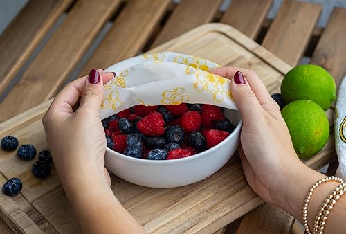 Miniatura 7 de PURE & SUSTAINABLE COMPANY Envolturas de cera de abejas  Almacenamiento de alimentos  Paquete de 3  Sostenible  Reutilizable  Algodón orgánico