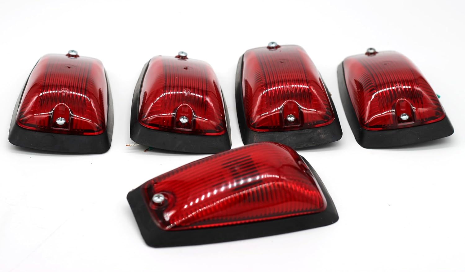 Cab Roof Marker Light Assembly Set (5pcs, Red) Compatible with Chevy/GMC C/K 1500–7500 & Kodiak/Topkick (1988–2002) – Includes Bulbs