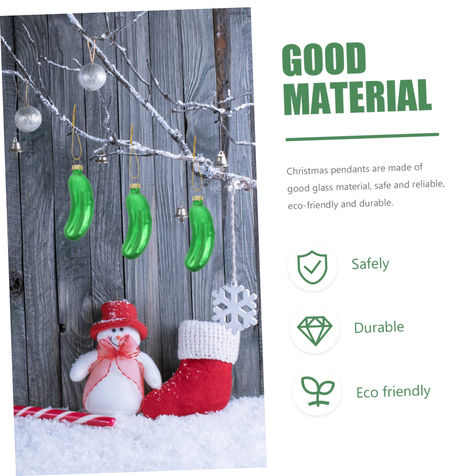 Ciieeo 5 Juegos De Elegantes Adornos para Árbol De Navidad Colgantes De Pepino De Cristal Reutilizables Decoración Navideña para El Hogar 3 Piezas X 5