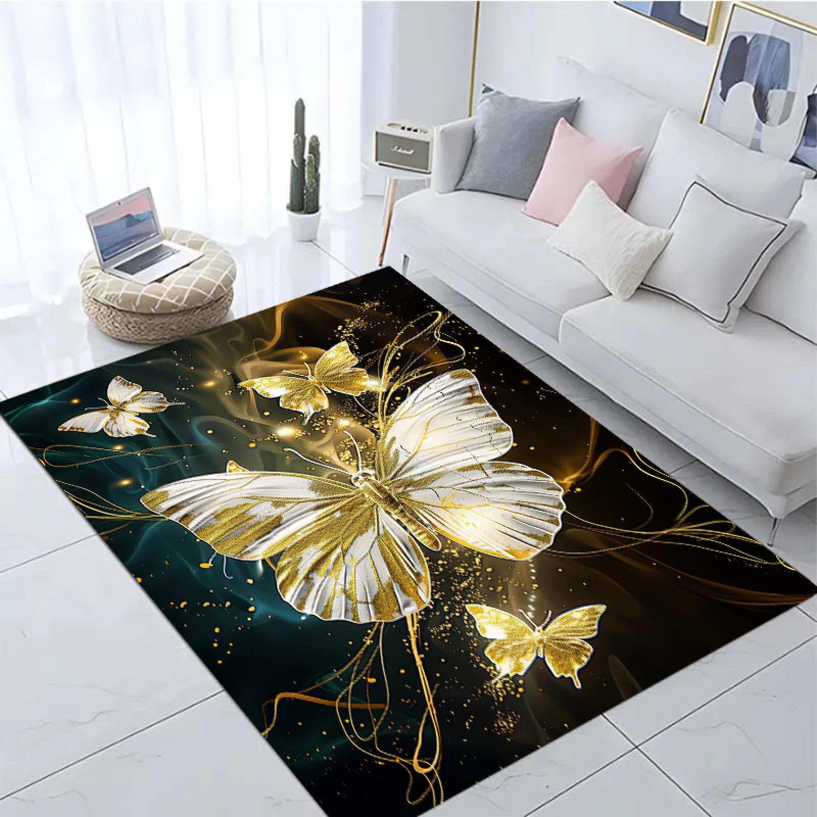 Tapis papillon doré salon chambre tapis de sol antidérapant 50x80