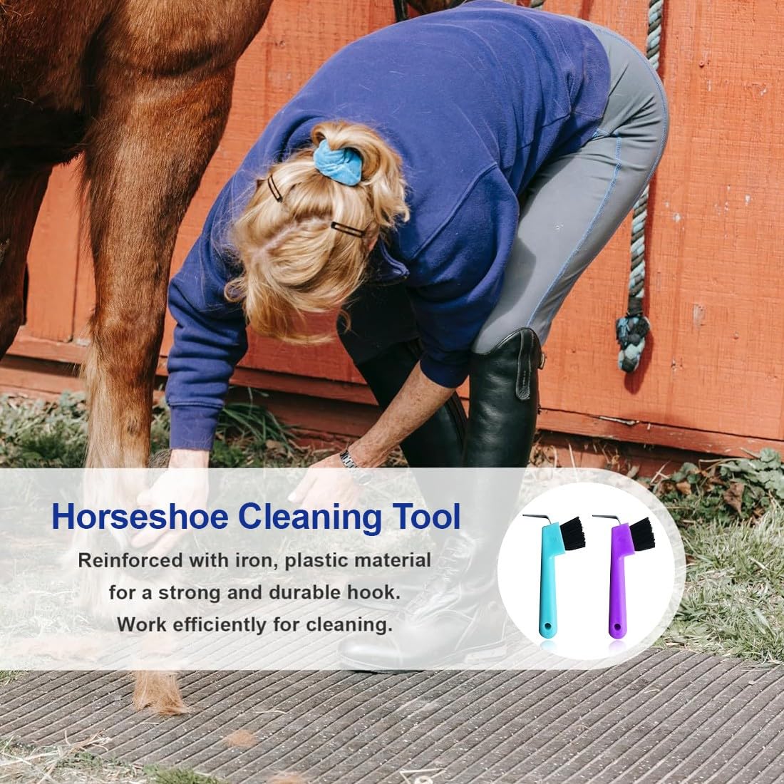 2Pcs Cuidado de los Cascos del caballo 2 Raspadores de Pezuñas con Cepillo 2 en 1, Accesorios para el Cuidado de Caballos, Adecuados para Limpiar Pezuñas y Cuidar Pezuñas Suministros De Limpieza