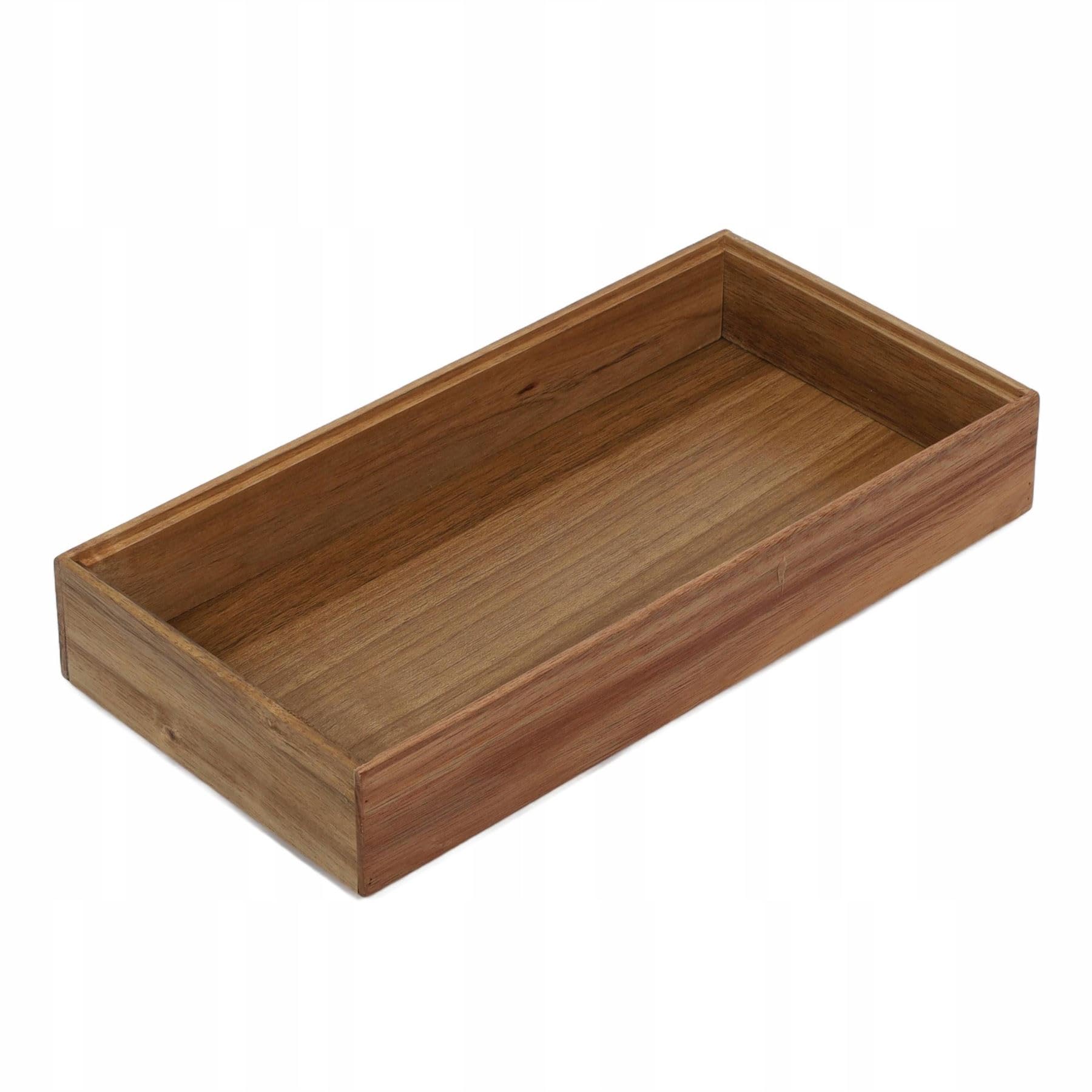 Carousel Home Natural Acacia Wood Stackable Storage Organiser Box | Wooden Drawer Tray For Kitchen, Bathroom, Desk Or Bedroom Storage | Desk Drawer Organiser - 30X15cm