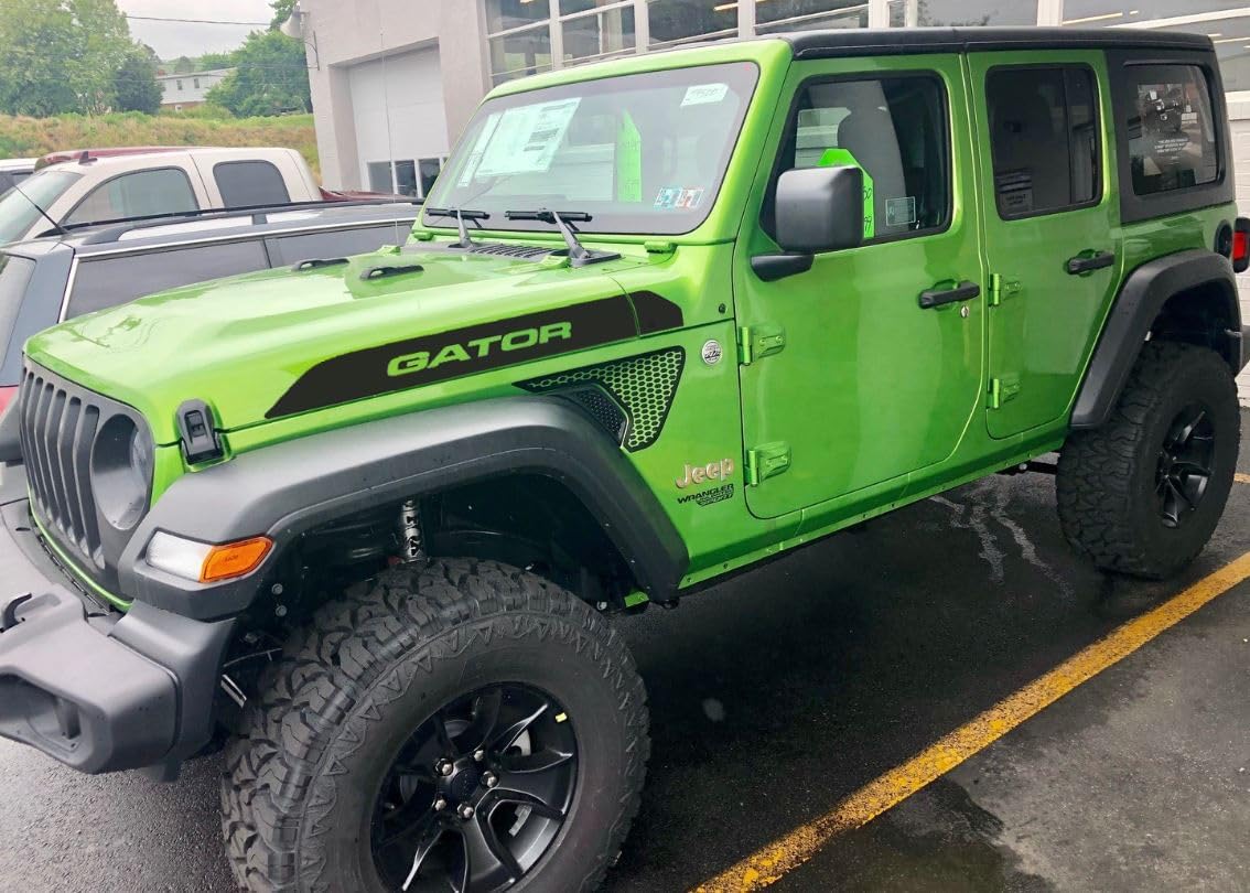 Custom Text Hood Decals | Stickers Compatible with Many Jeep Wrangler yj tj jk JKL jku jl | Cut Out Text with Your Color Coming Through