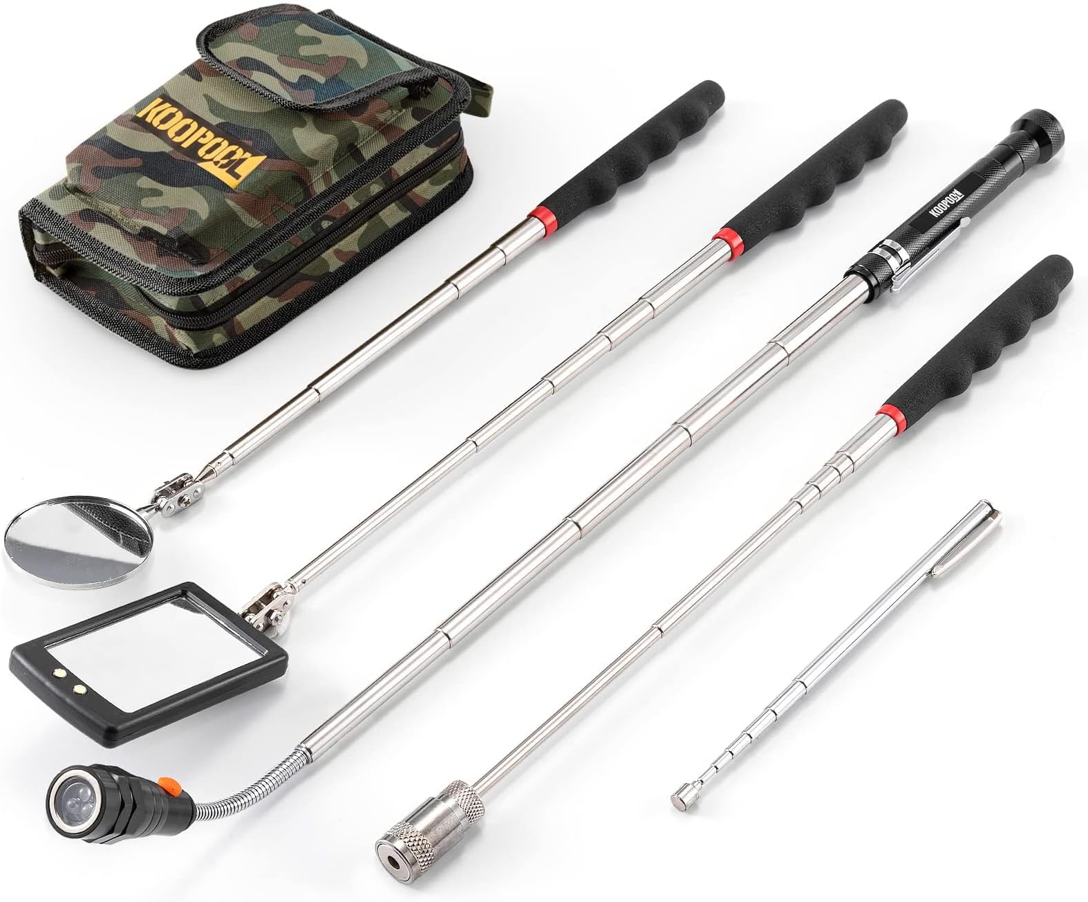 Telescoping Magnetic Pickup Tool Set, Inspection Mirror Telescoping, LED Flashlight, Cool Gadgets for Men, Valentine’s Day Gifts for Him, Husband, Boyfriend, Magnet Stick, Magnet Stick (Camo)