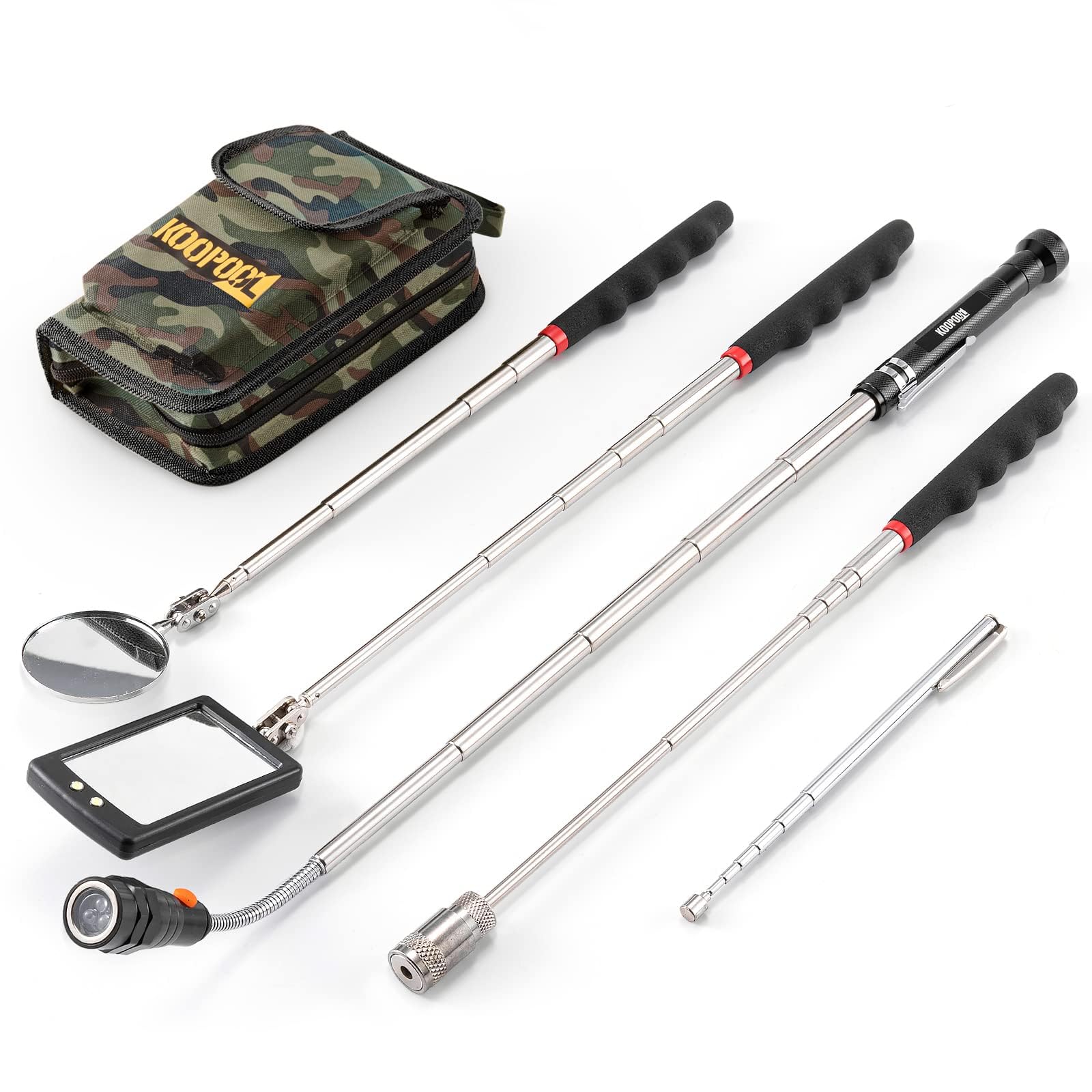 Telescoping Magnetic Pickup Tool Set, Inspection Mirror Telescoping, LED Flashlight, Cool Gadgets for Men, Gifts for Dad, Husband, Kids, Boyfriend, Magnet Stick