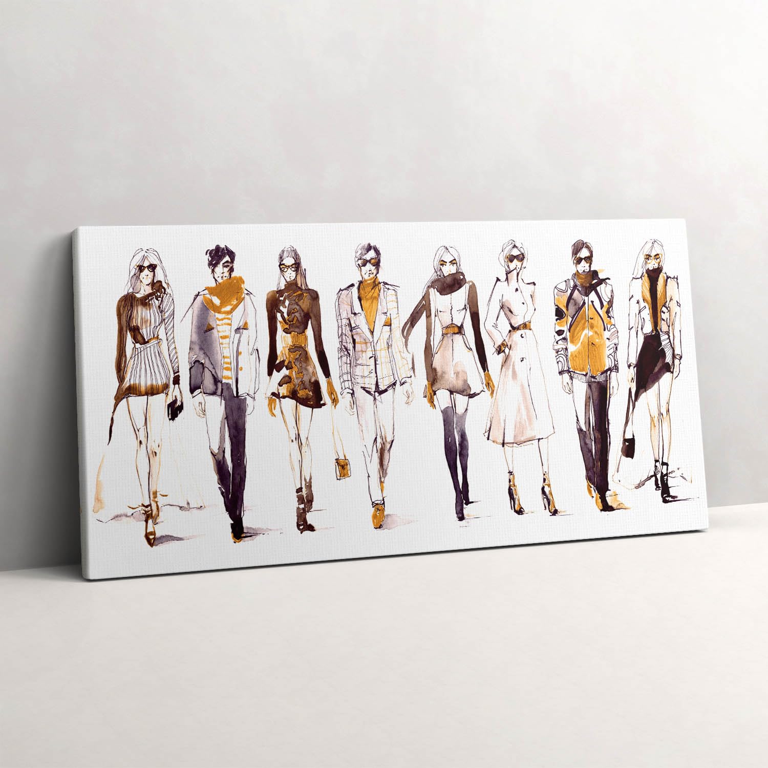 Illustration de défilé de mode pour décorer un grand mur vide de salon