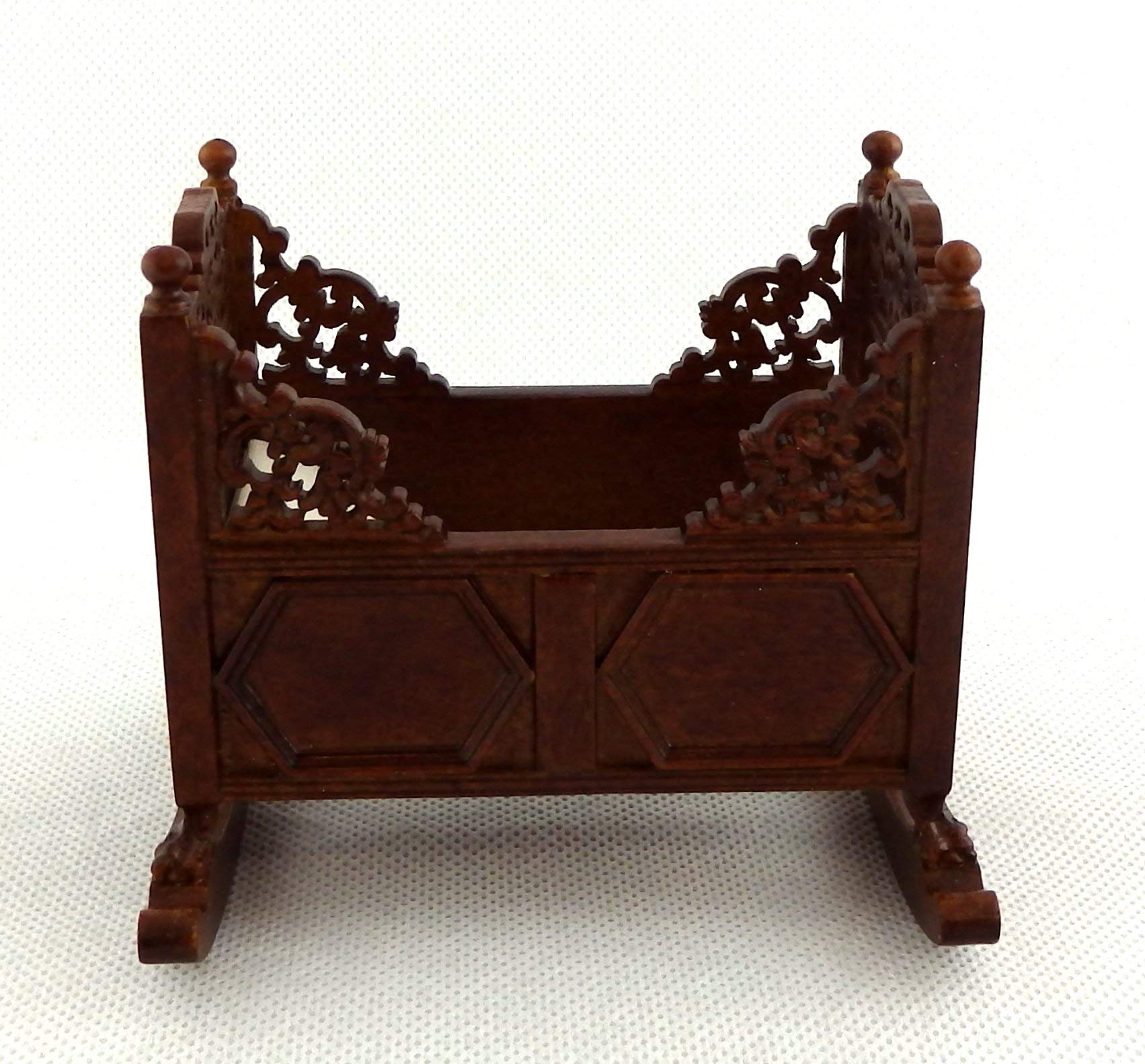 POUPÉES MAISON BARE Bois à Bascule Berceau Miniature Inachevé Maternelle Meubles EUR 21,34