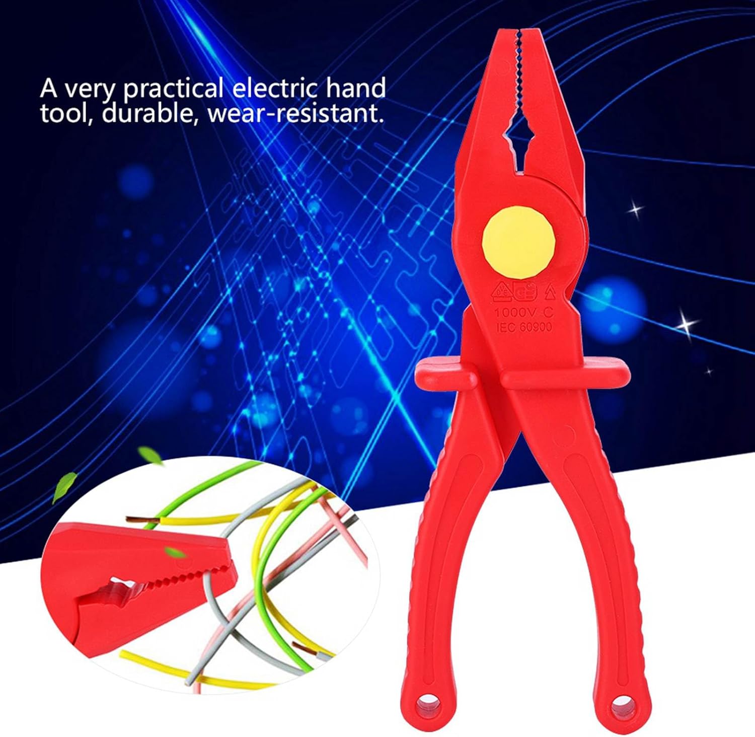 Multi-Functional Insulated Plastic Pliers, Nose Plastic Pliers 1000V Insulated, Integral Insulation Cutting Plier with Ergonomic Handle