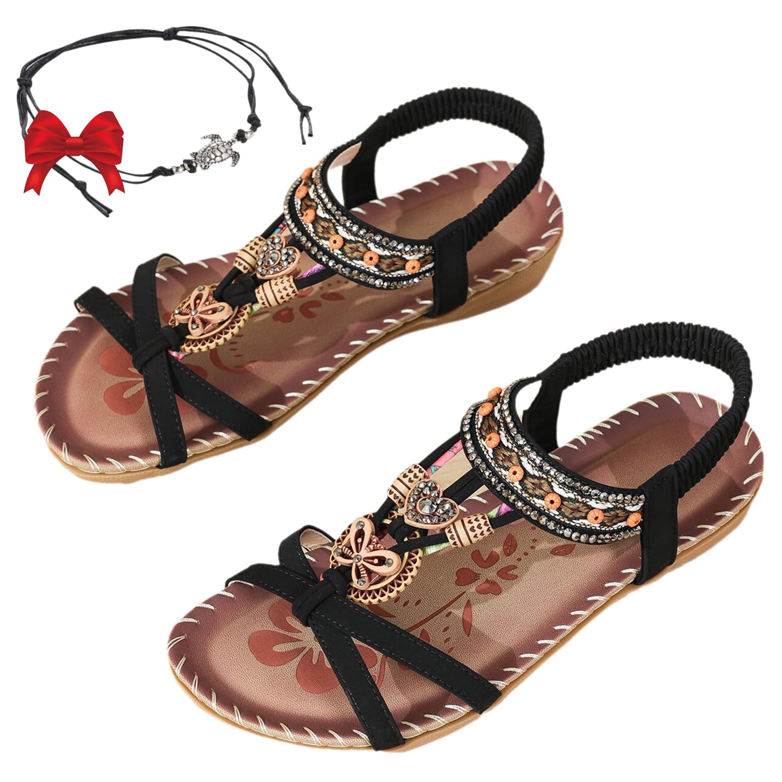 Women's Elegant Rhinestone Butterfly Flat Sandals, Citadel Sandals, Bohemian Fashion Non-slip Orthopedic Sandal