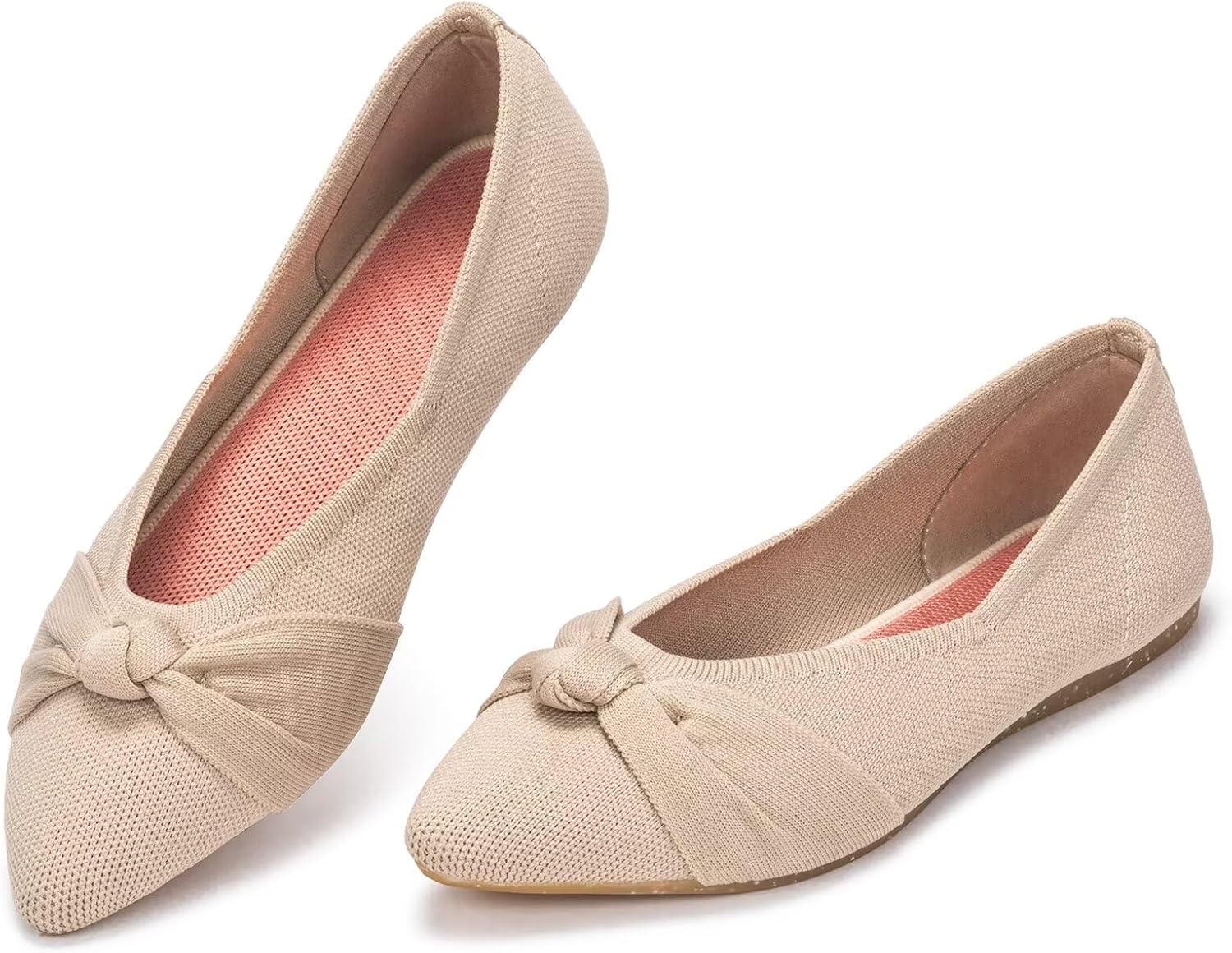 Frank Mully Womens Flat Shoes Classic Pointed Toe Flats Knitted Dress Shoes Soft Flats for Woman Comfortable Dressy