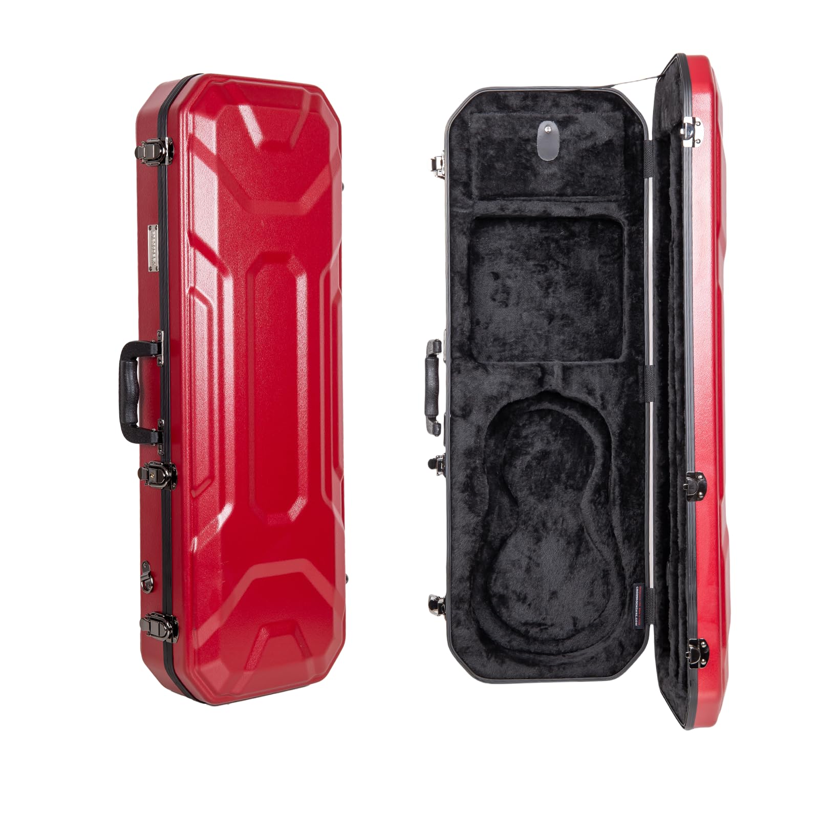 Crossrock Custodia per violino 4/4 in ABS, forma rettangolare, con guscio rosso antigraffio, interno in velluto bordeaux, cinghie per zaino, custodia rigida leggera per uso quotidiano, Rosso, 4/4