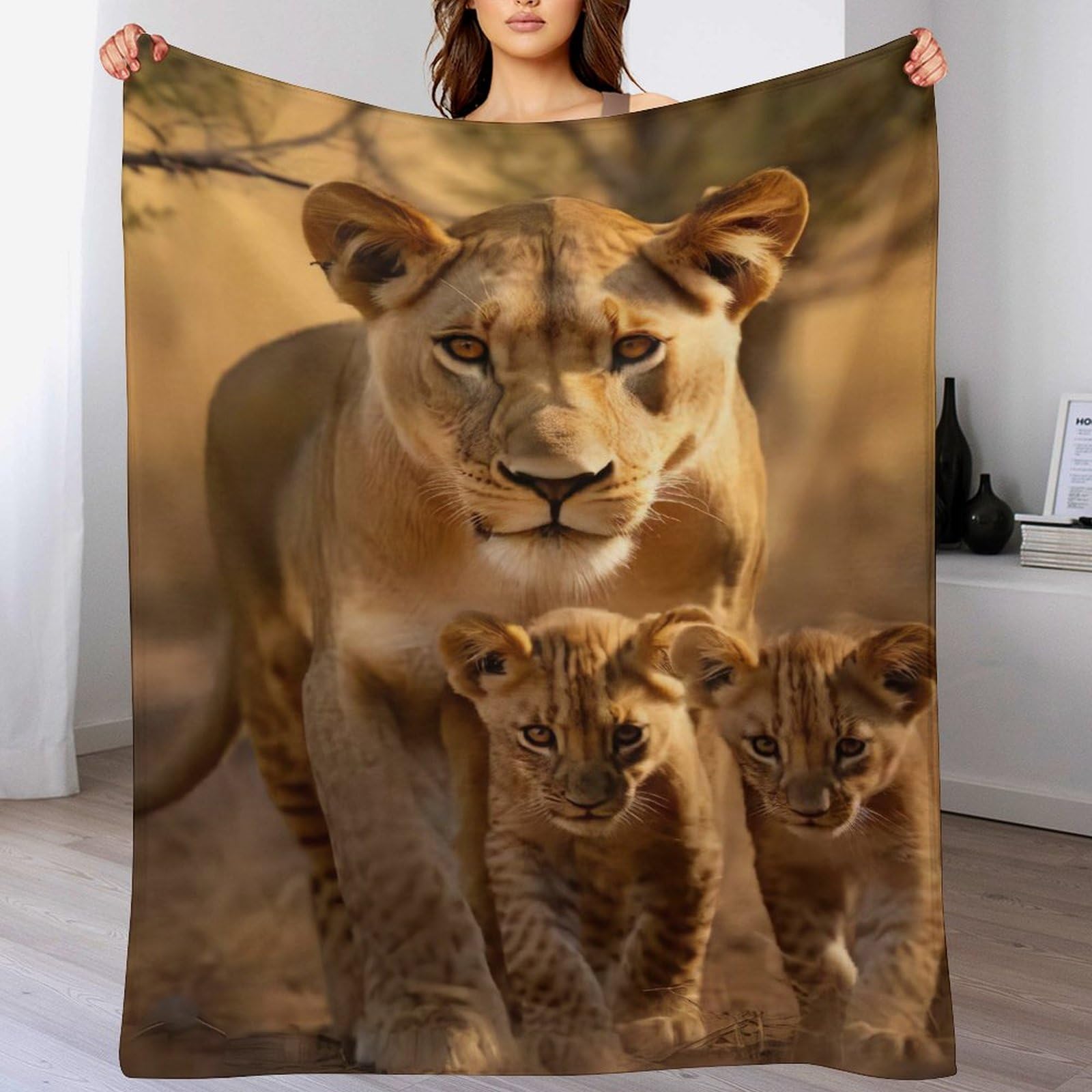Couverture polaire douce contre le froid plaid canapé flanelle lion