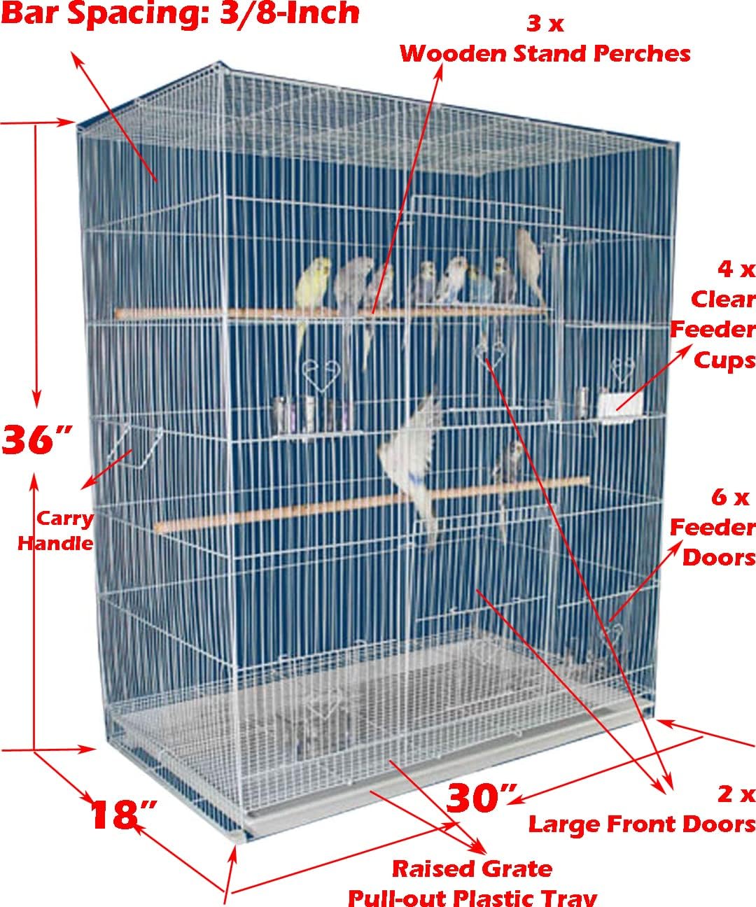 Canary Bird Cage Shape X-Large With Tight 3/8-Inch Bar Spacing