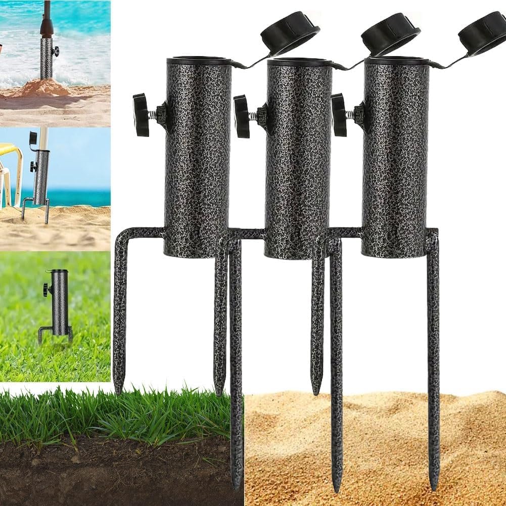 Robuster, verstellbarer spiralförmiger Bodenanker-Regenschirmhalter, tragbarer Schirmständer und -sockel, Strandschirmständer, Strandschirm, Sandanker