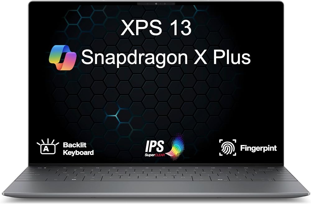 Dell XPS 13 9345 AI Powered Laptop 13.4" WUXGA (Qualcomm Snapdragon X Plus X1P-42-100, 16GB LPDDR5X, 512GB M.2 PCIe SSD, Qualcomm Adreno GPU, Win 11 Pro)