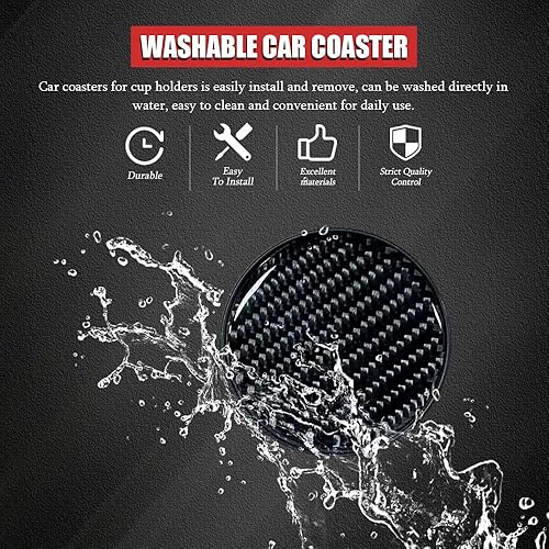 Miniatura 6 de 2 posavasos para automóvil, posavasos integrados antideslizantes de fibra de carbono, portavasos universales de 2.75 pulgadas, almohadilla de